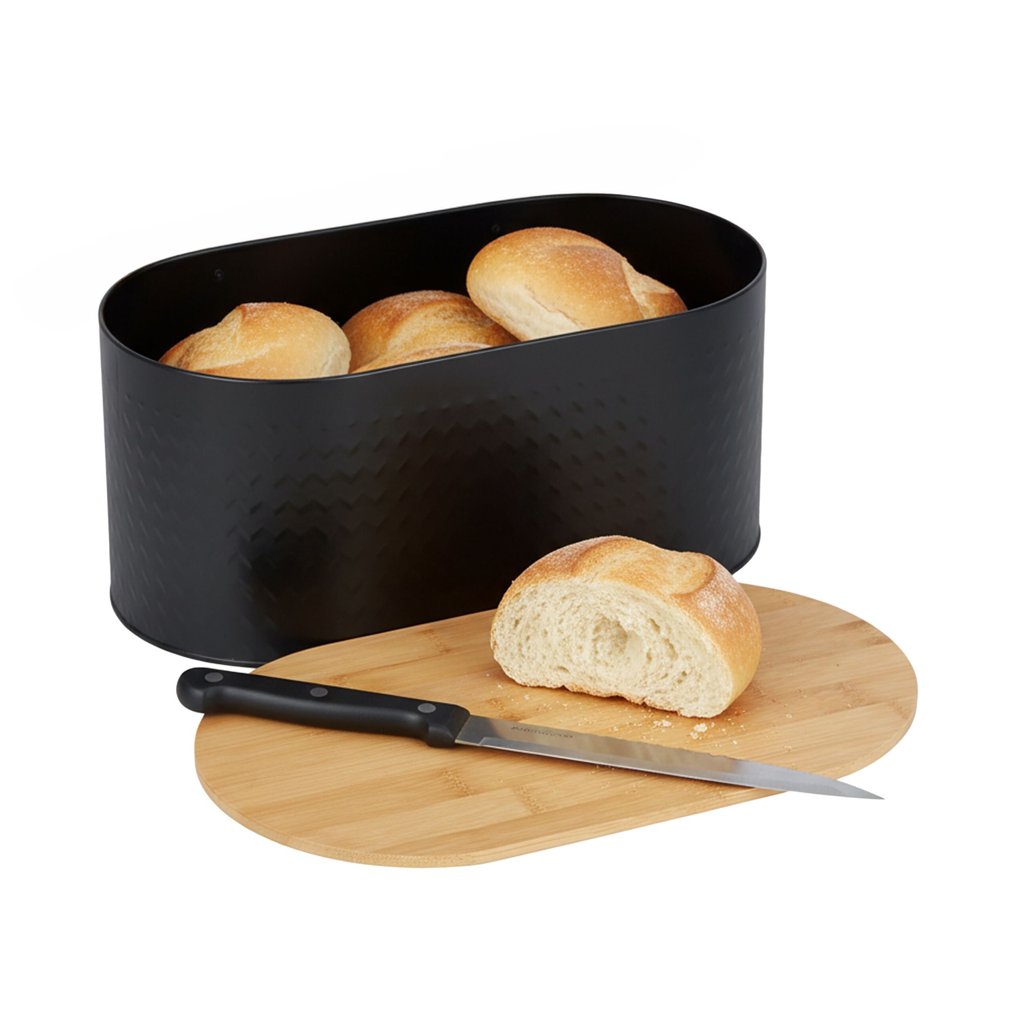 Ovaler Brotkasten mit Bambusdeckel Hellbraun-Schwarz