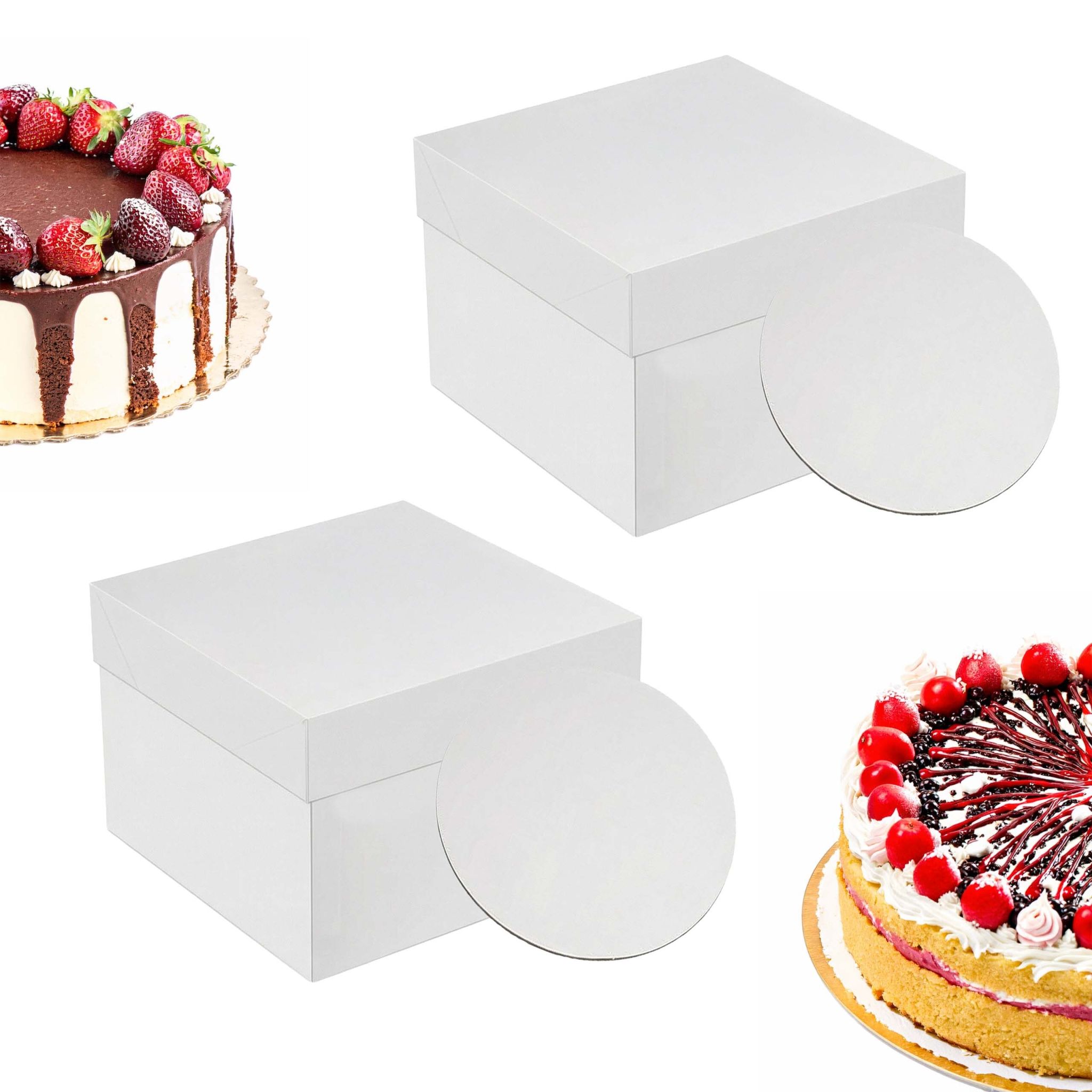 Tortenbox Set mit Cakeboards Weiss