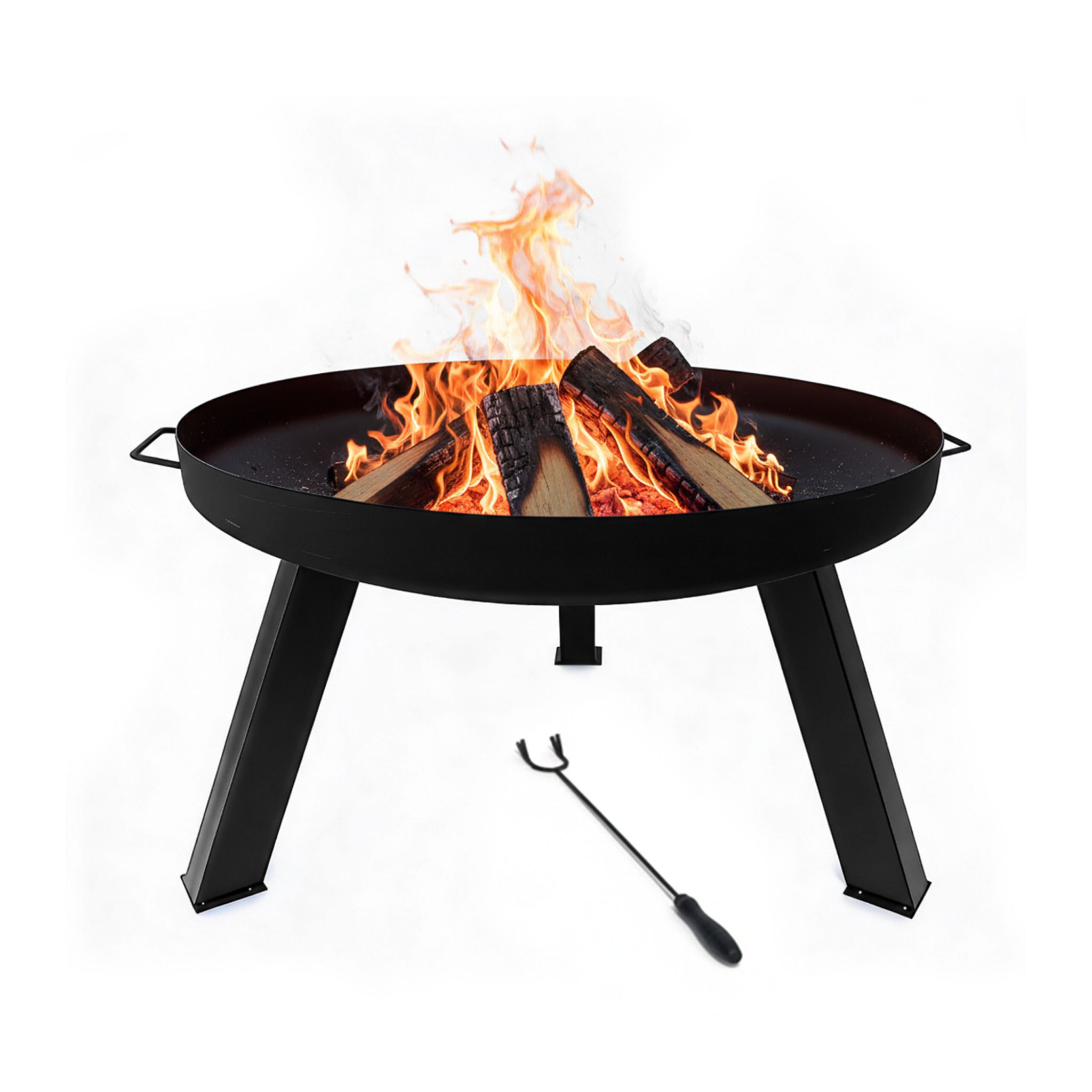 Feuerschale mit Schürhaken Schwarz