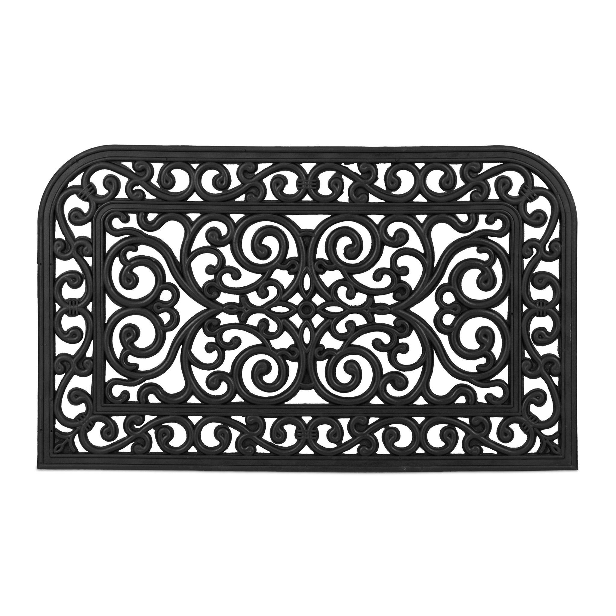 Gummi Fussmatte mit Ornamenten Schwarz