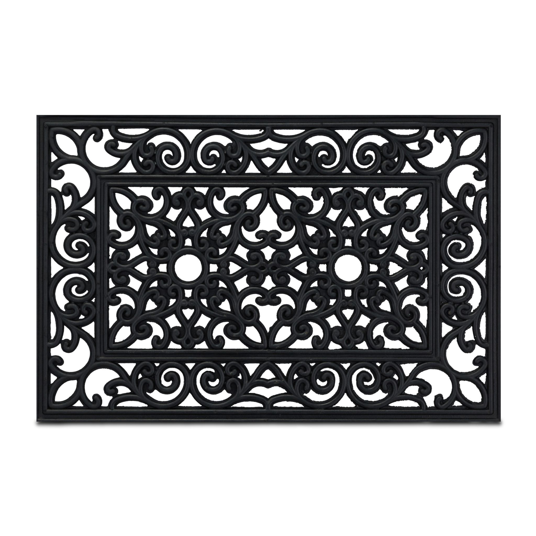 Gummi Fussmatte mit Ornamenten Schwarz