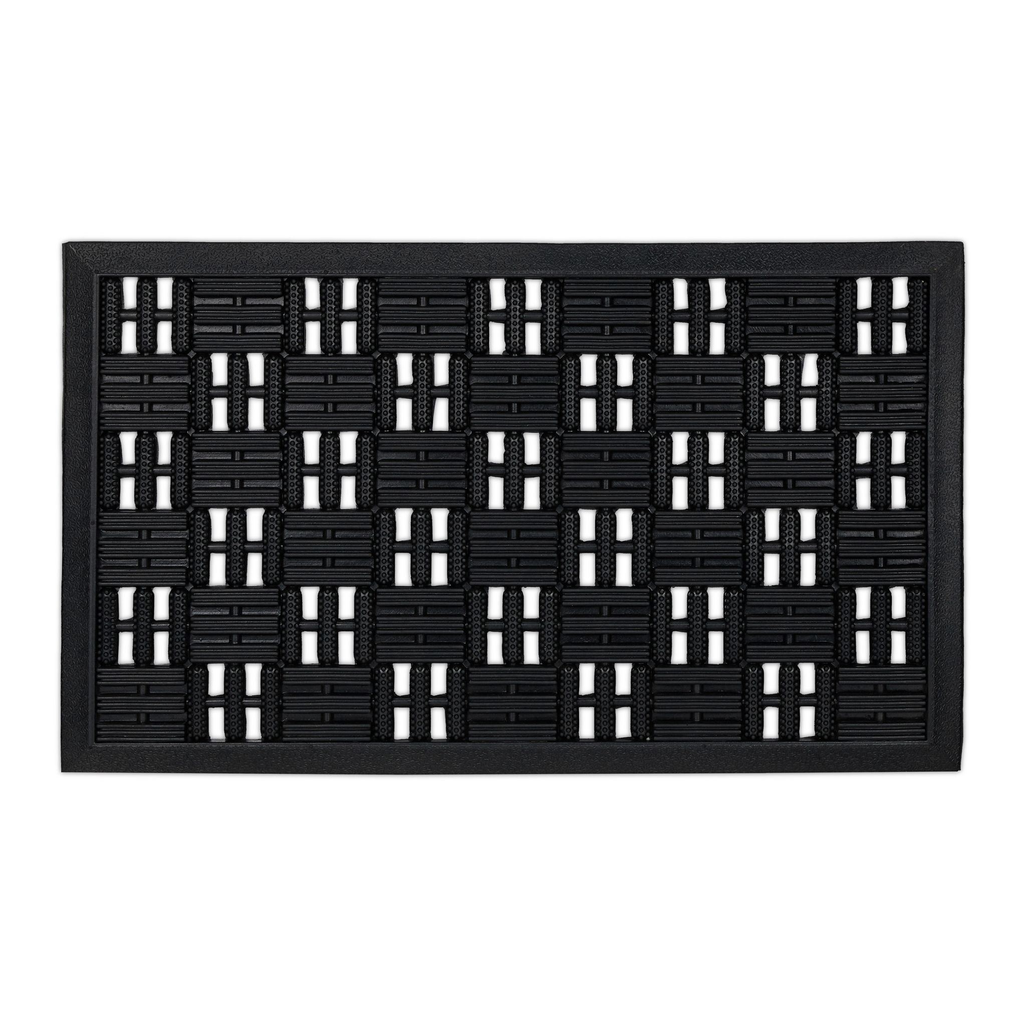 Gummi Fussmatte in Gitter-Optik Schwarz