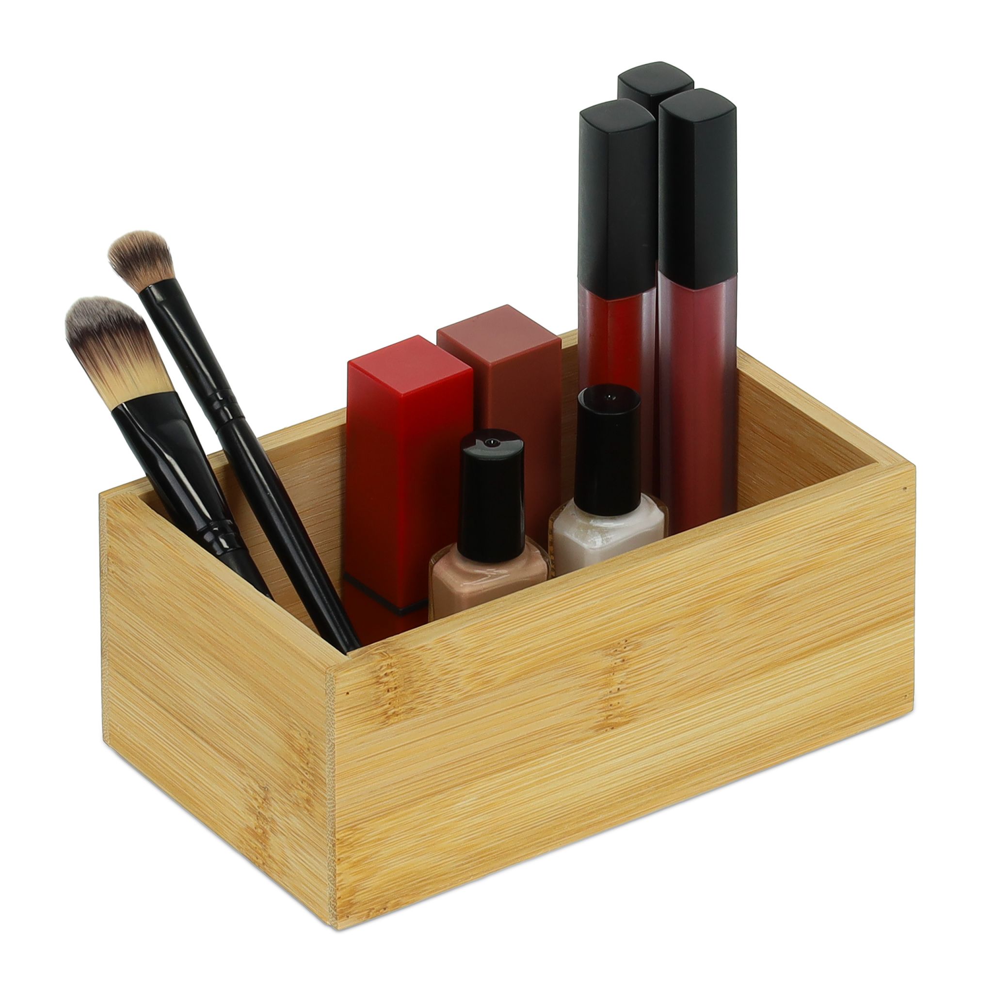 Bambus Box in Quaderform Hellbraun