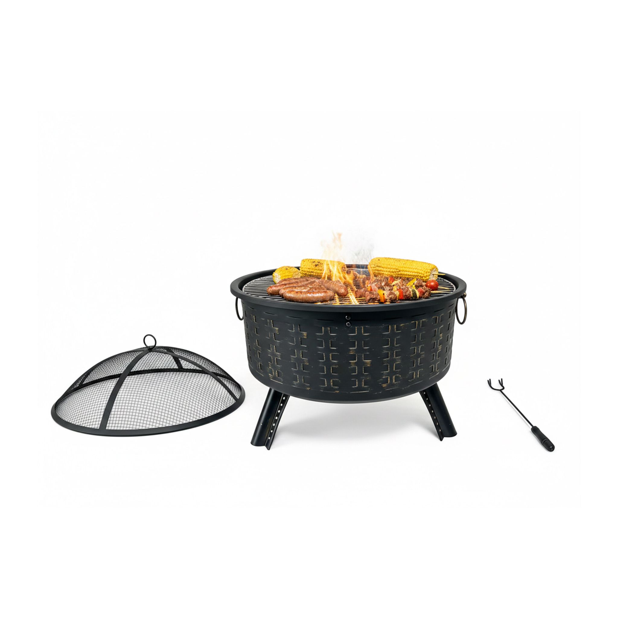 Feuerschale mit Grillrost Schwarz