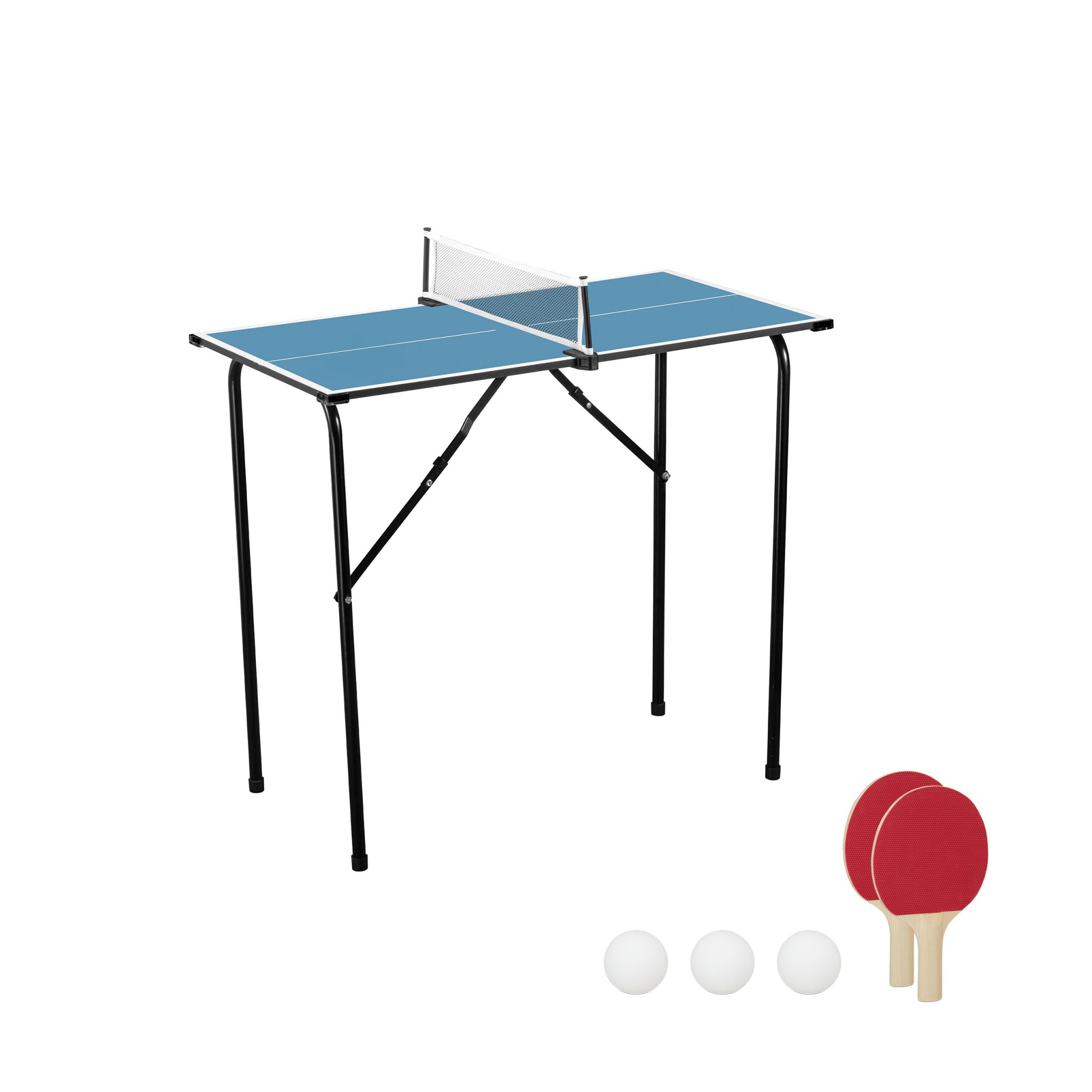 Mini Tischtennisplatte mit Zubehör Weiss-Blau-Schwarz