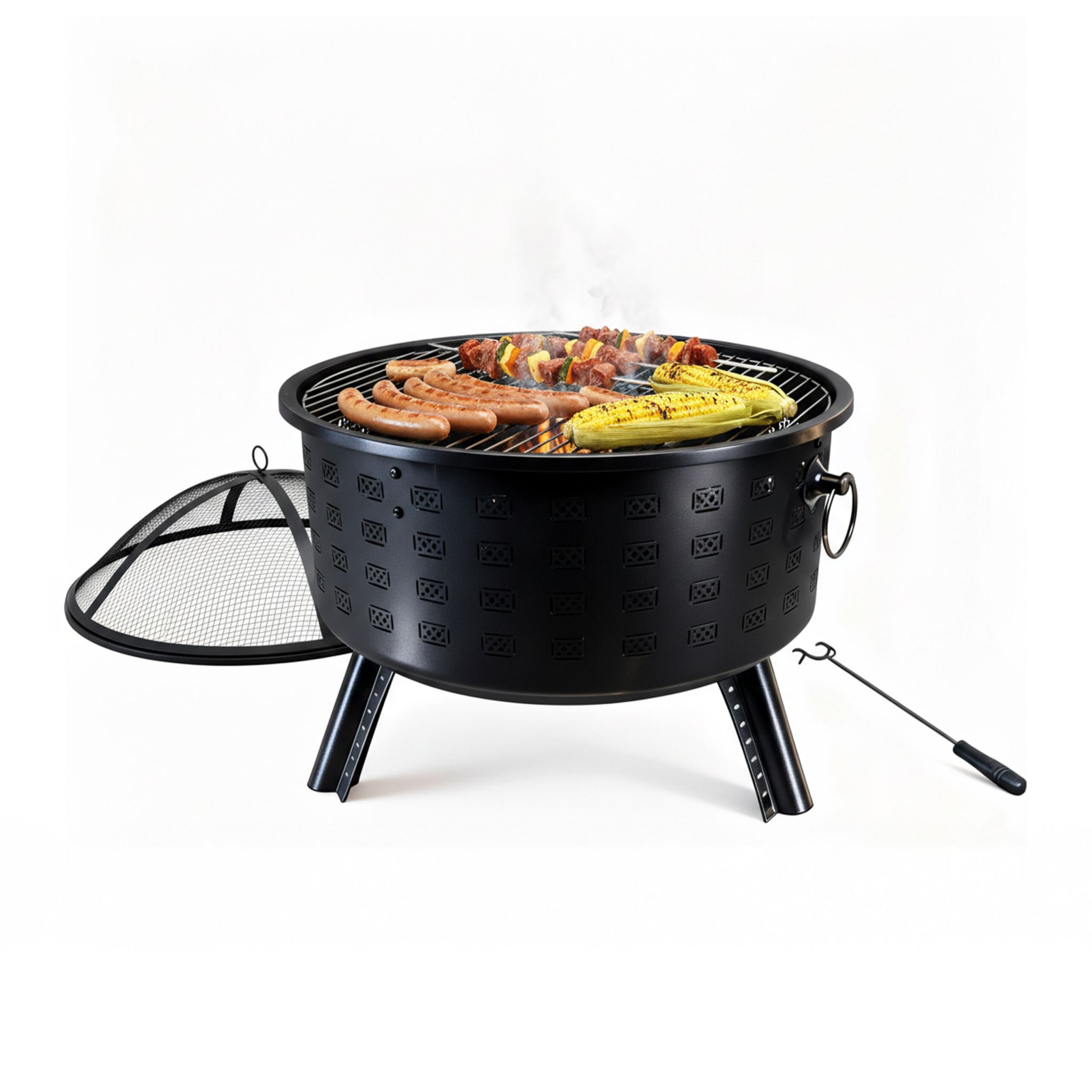Feuerschale mit Grillrost Schwarz