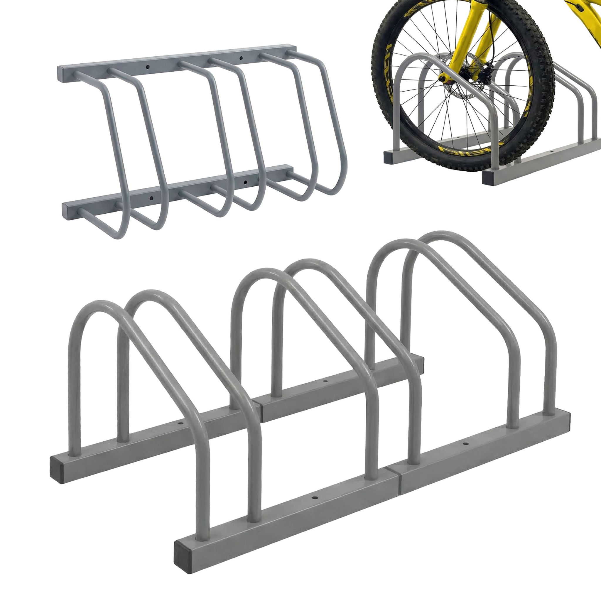Fahrradständer für Boden und Wandmontage Silber