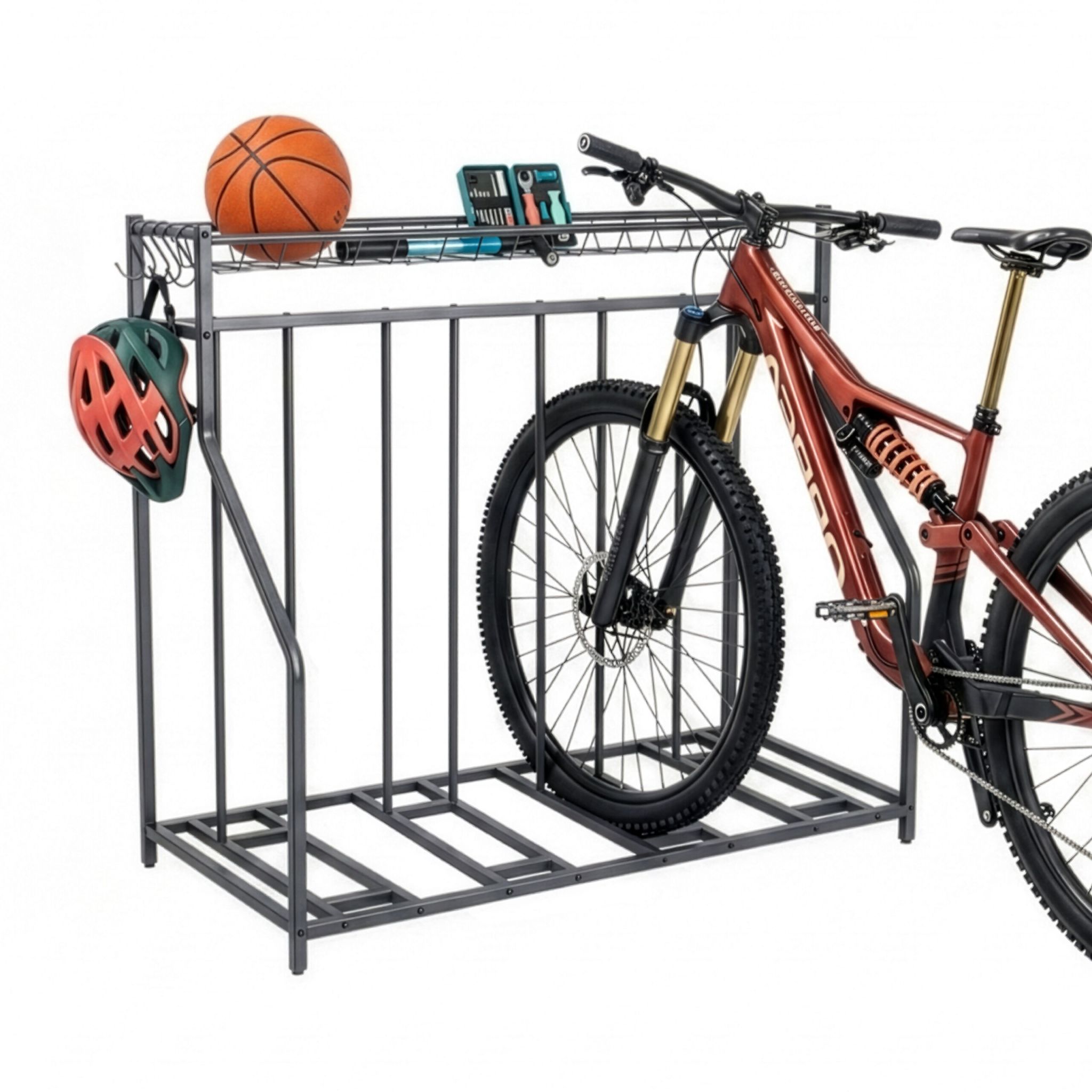 Fahrradständer Boden mit Korb Anthrazit