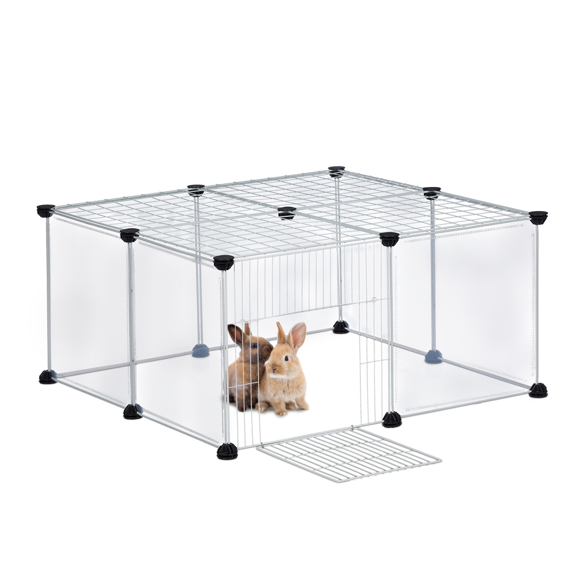 Freilaufgehege 12tlg. Weiss-Schwarz-Transparent