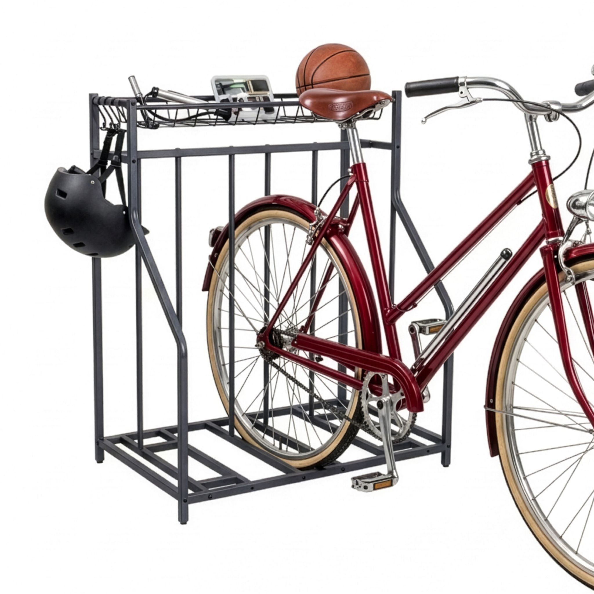 Fahrradständer Boden mit Korb Anthrazit
