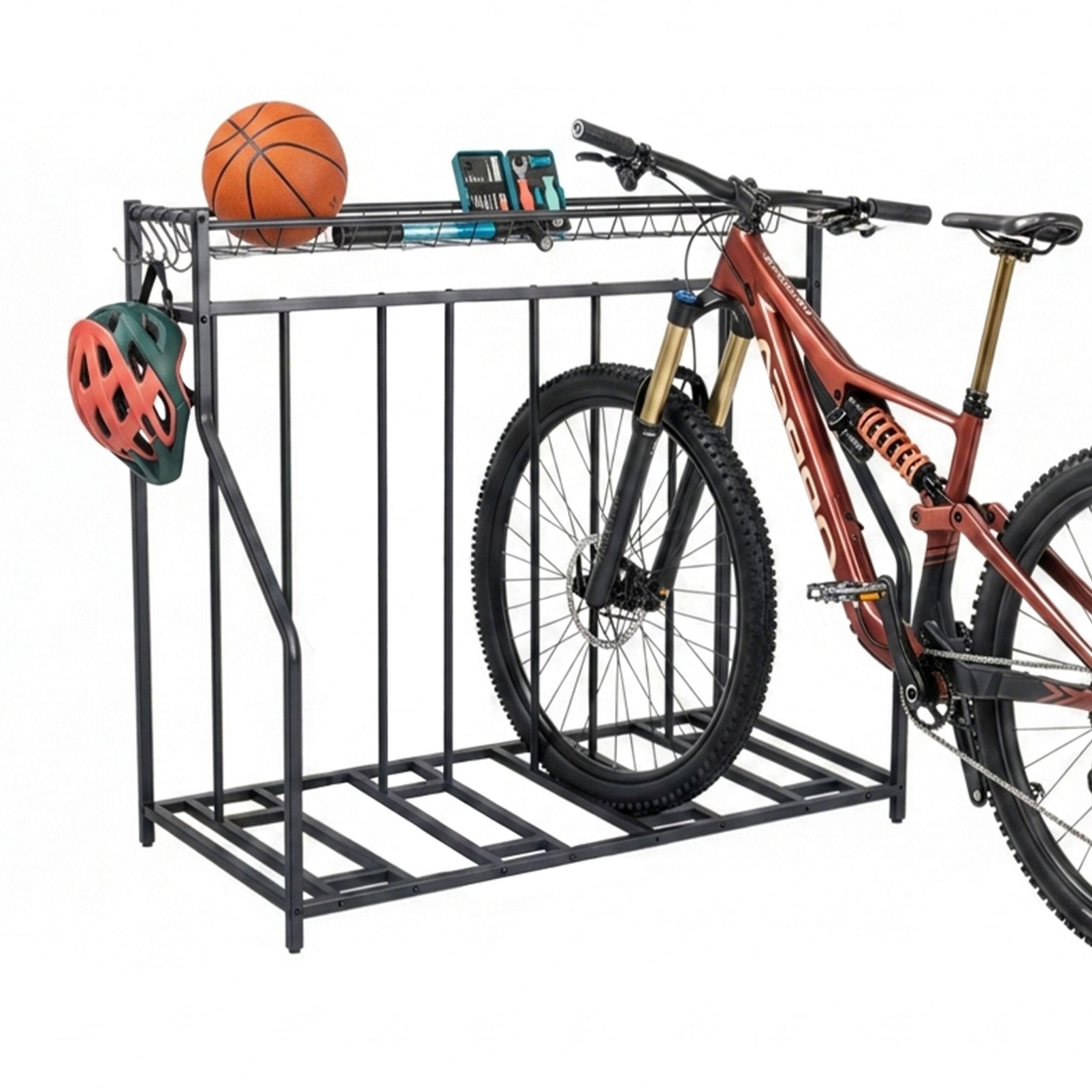 Fahrradständer Boden mit Korb Schwarz