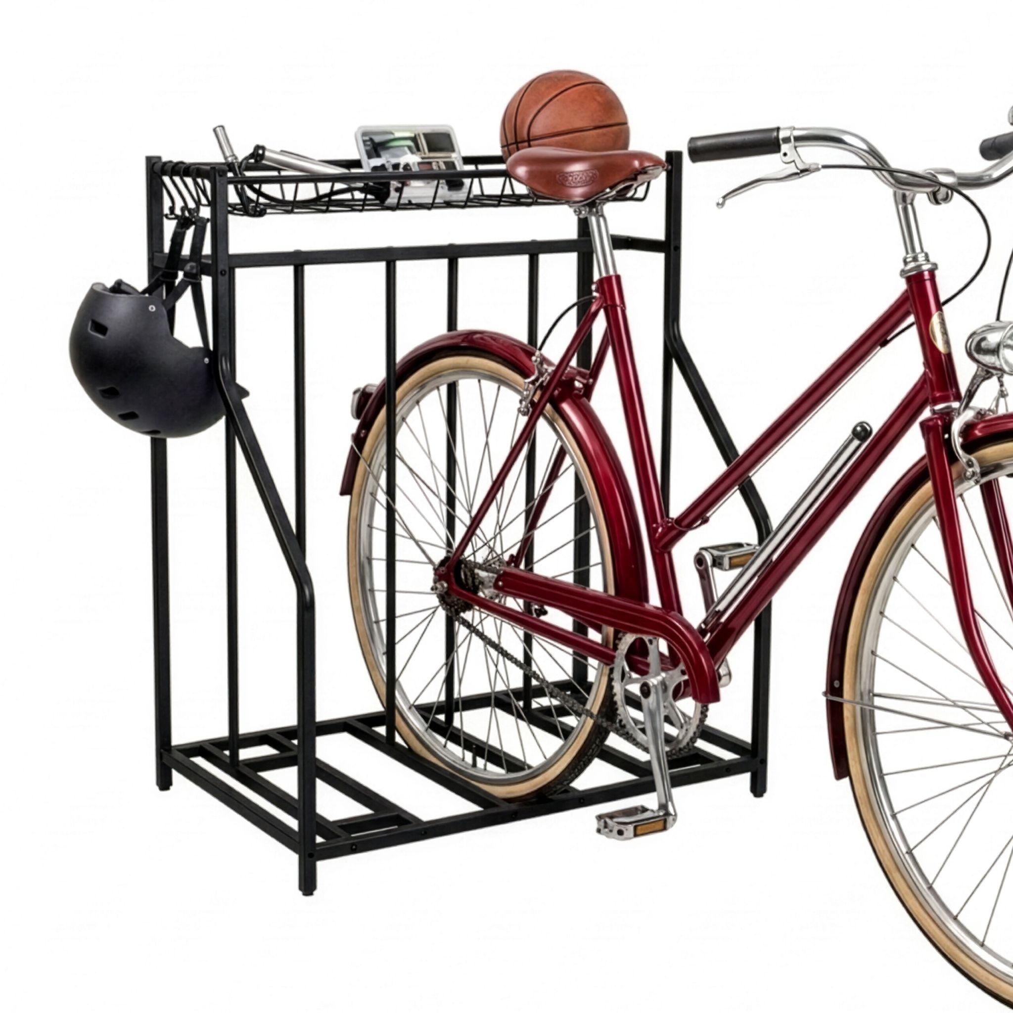 Fahrradständer Boden mit Korb Schwarz
