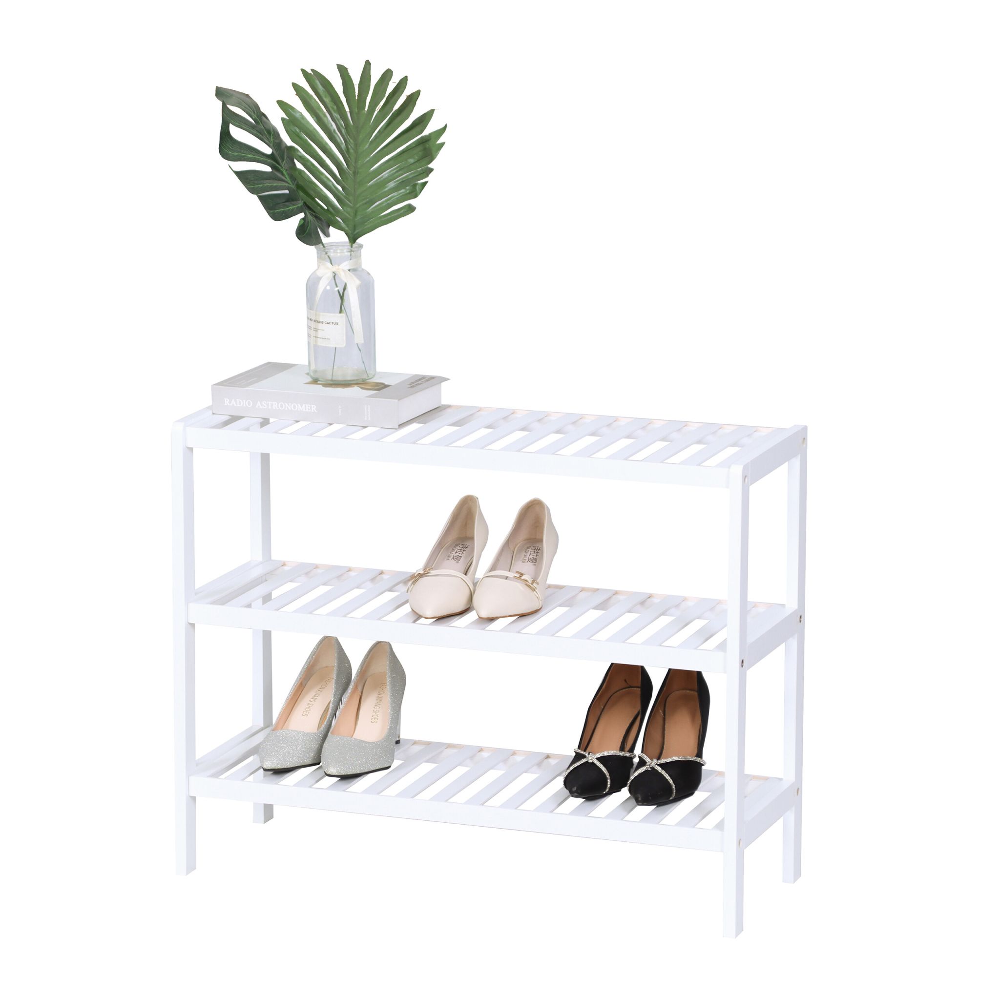 Schuhregal Bambus Weiss