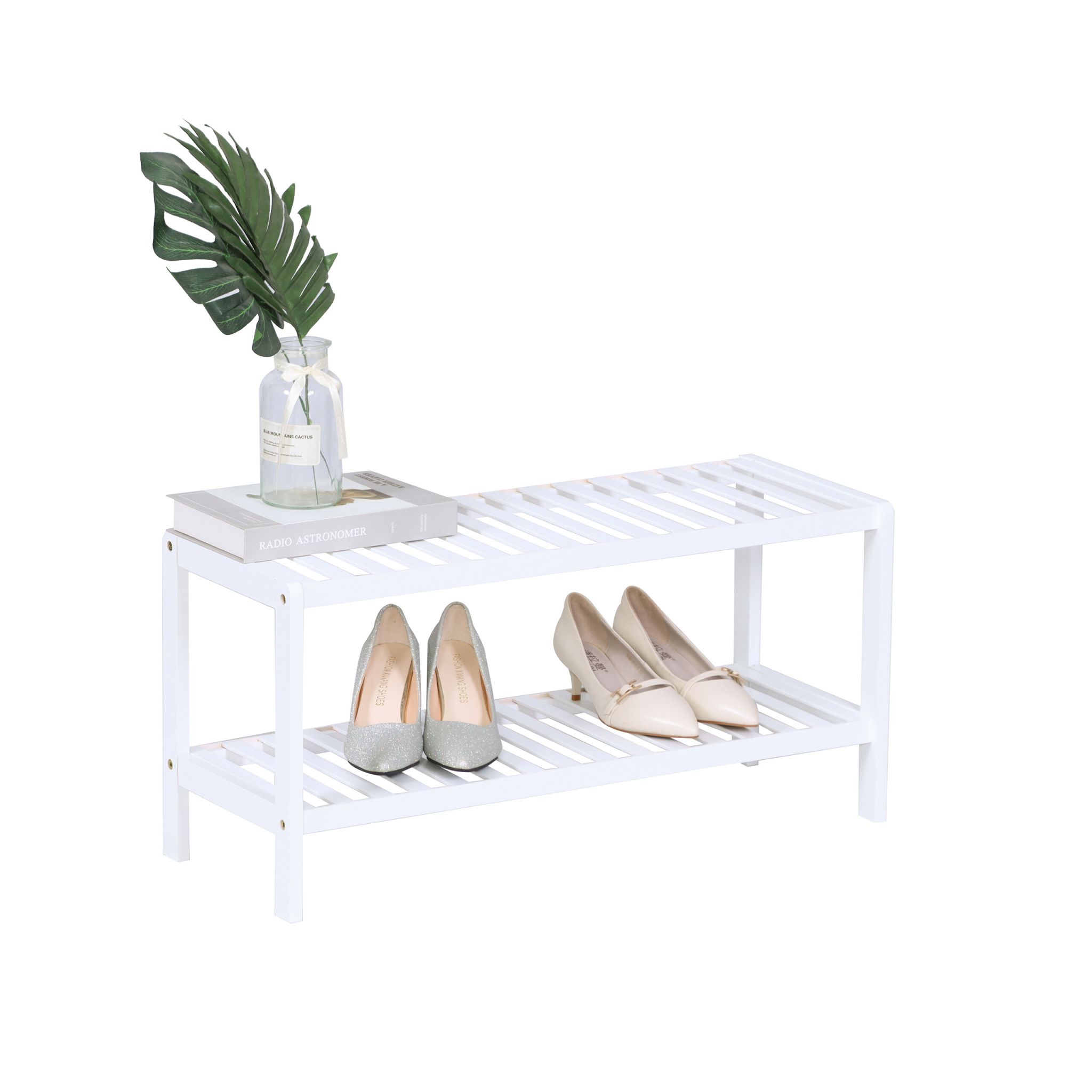 Schuhregal Bambus Weiss