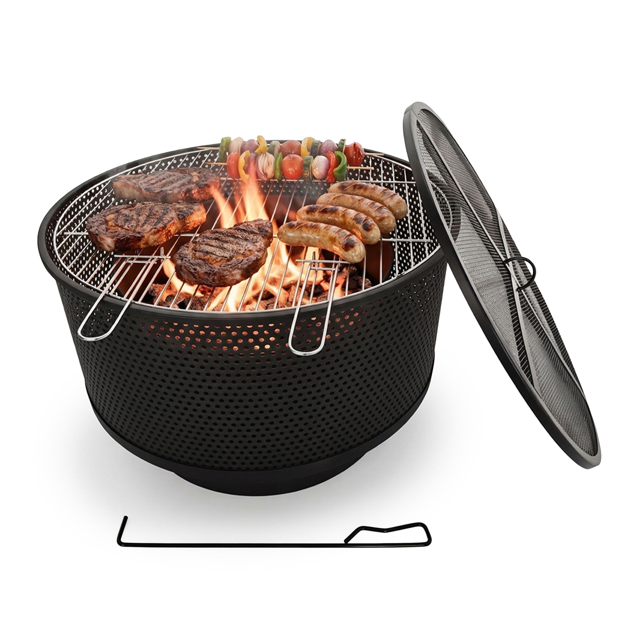 Feuerschale mit Grillrost Schwarz