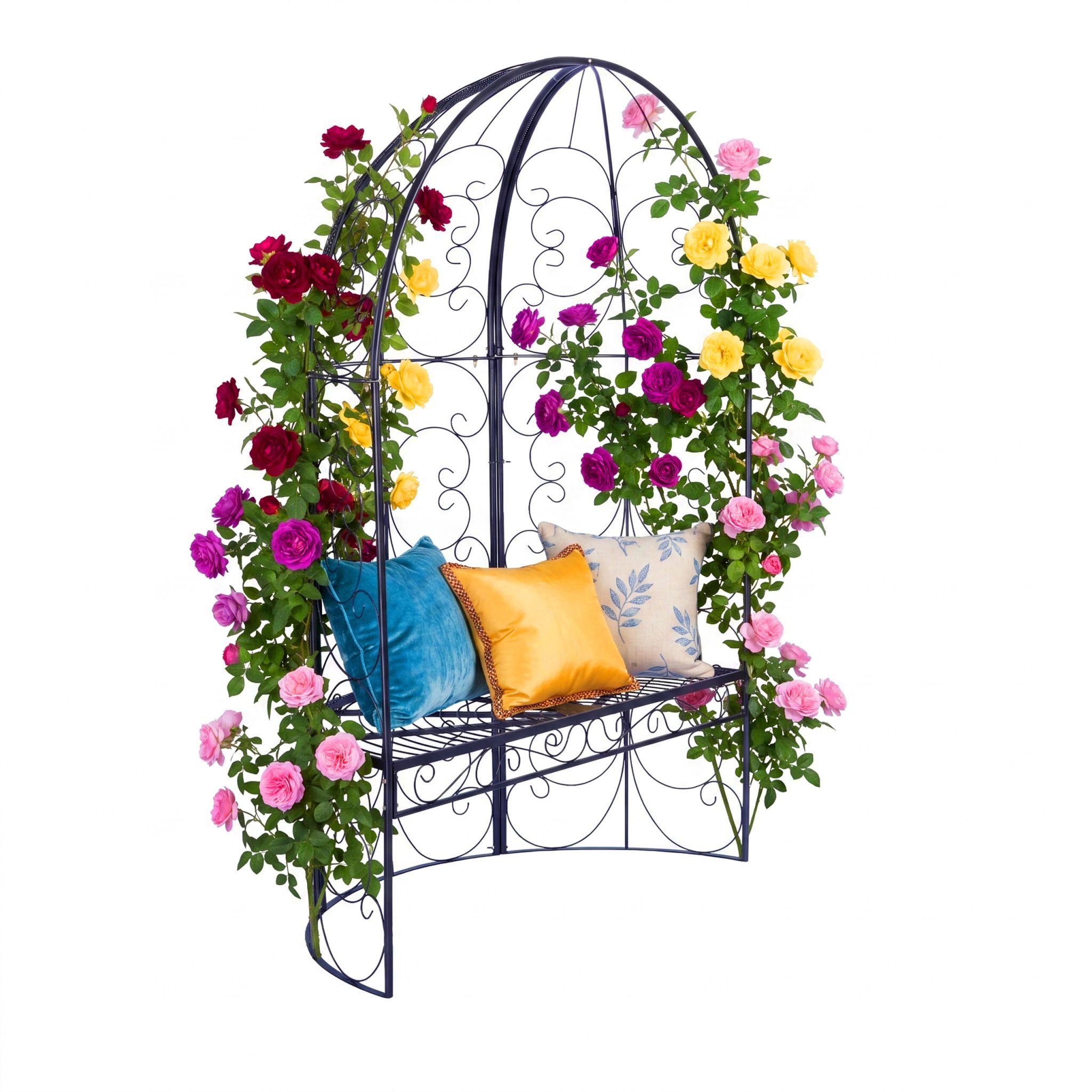 Gartenbank mit Rosenbogen Schwarz