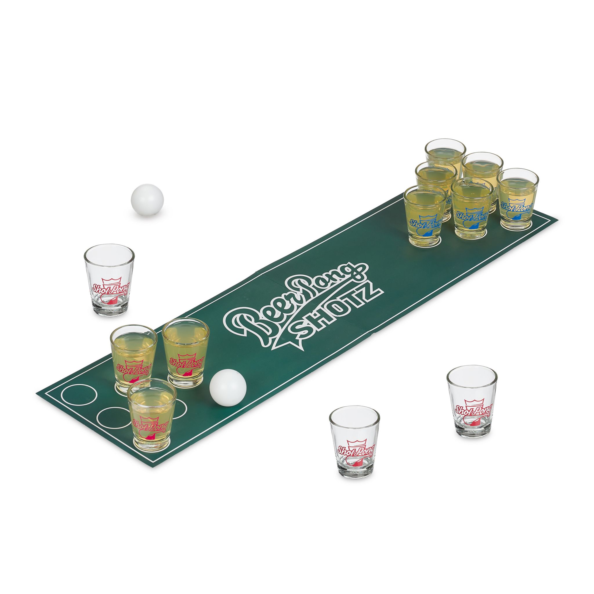 Mini Beer Pong Weiss-Dunkelgrün-Transparent