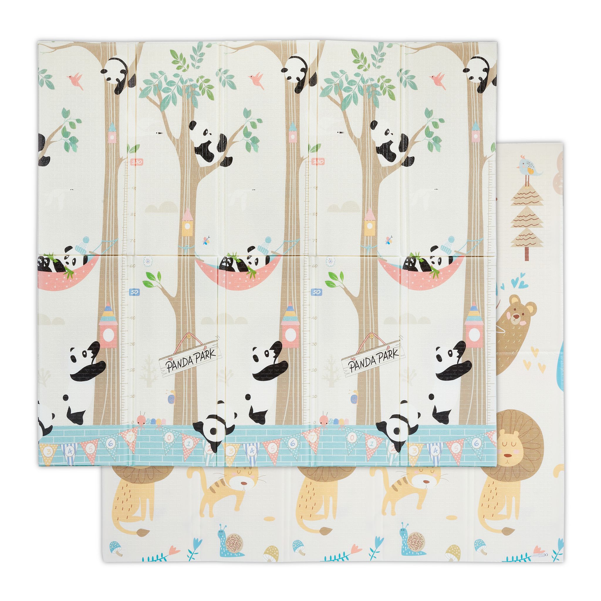 Faltbare Spielmatte mit Tiermotiven Weiss-Blau-Braun