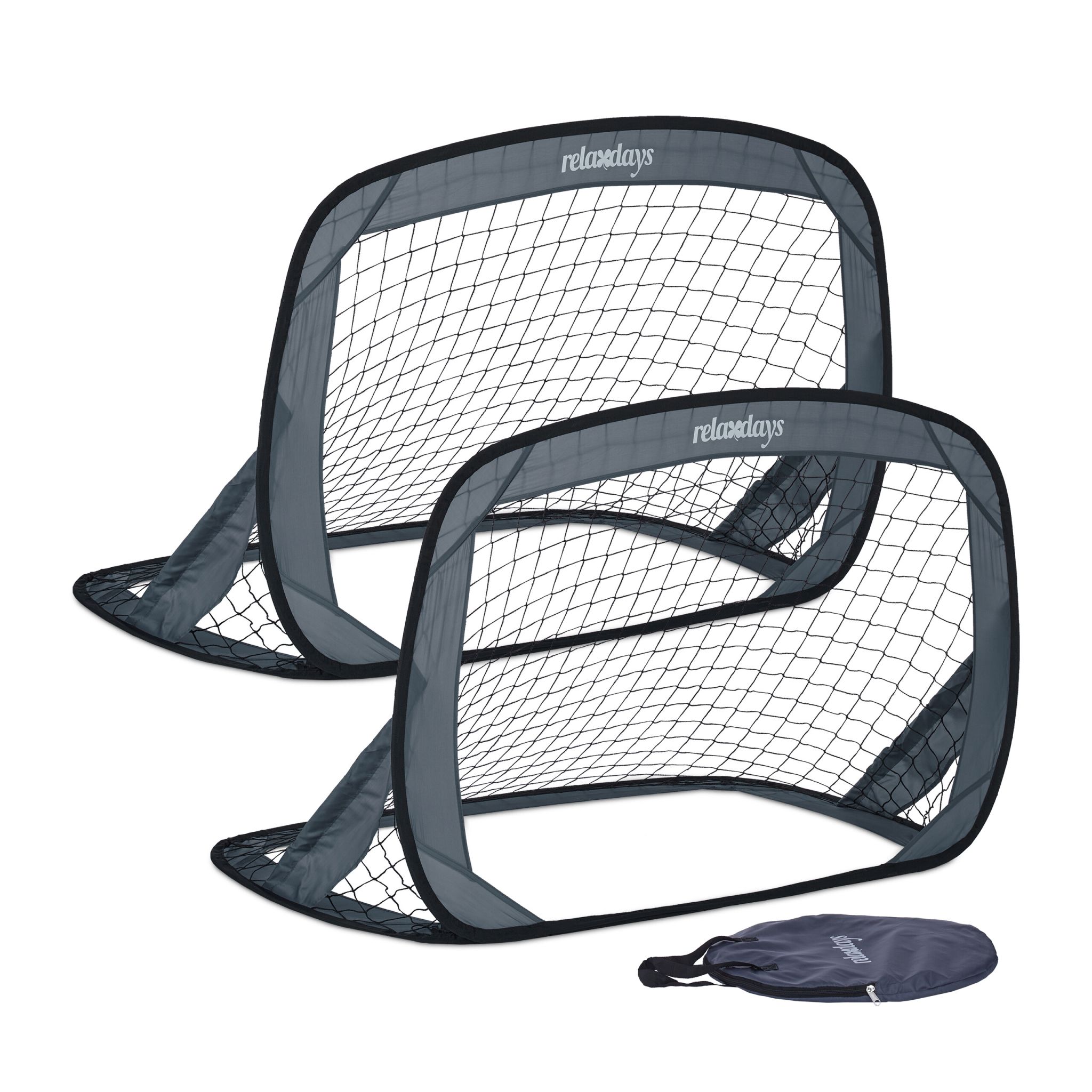Fussballtore Pop-Up 2er-Set Schwarz-Grau