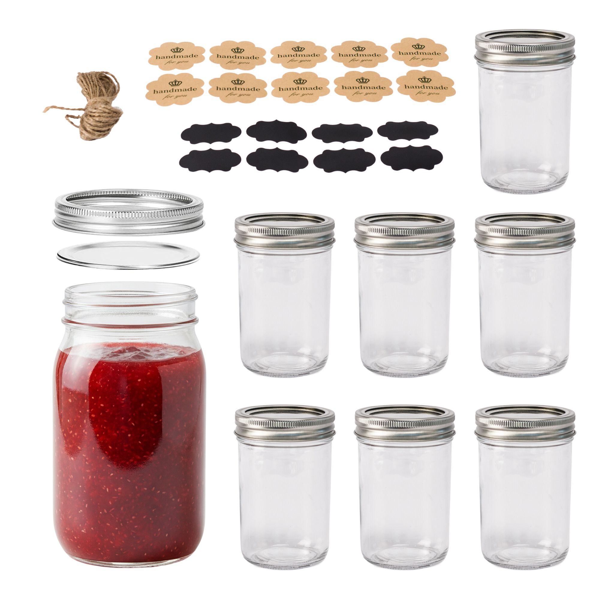 Einmachgläser mit Deckel 8er-Set Silber-Transparent