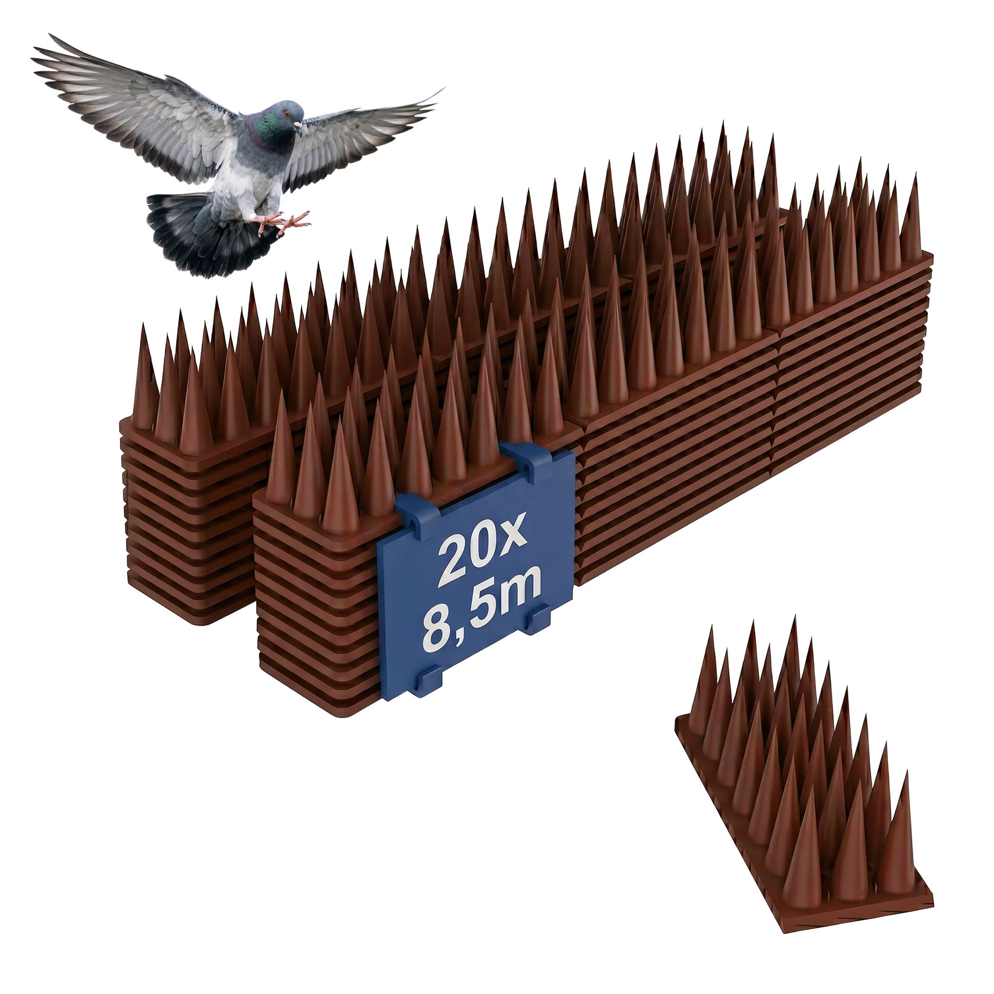 Vogelabwehr Spikes 20er-Set Dunkelbraun