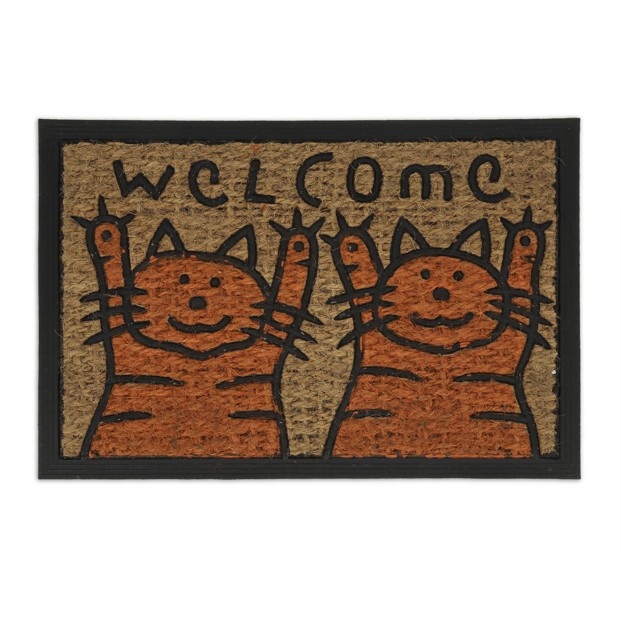 Fussmatte Kokos Katzen Hellbraun-Orange-Schwarz