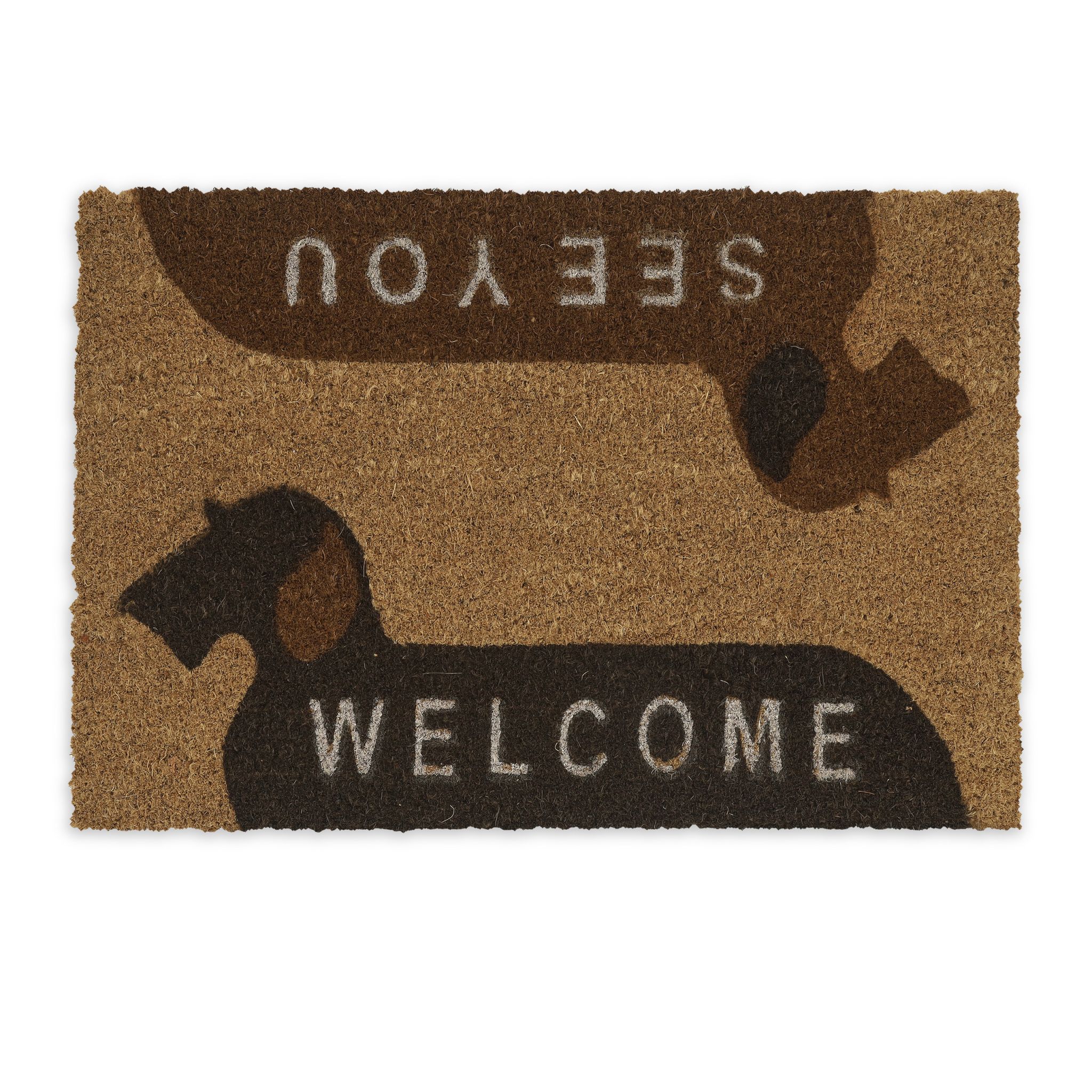 Kokos Fussmatte Welcome - See You Braun-Dunkelbraun-Hellbraun