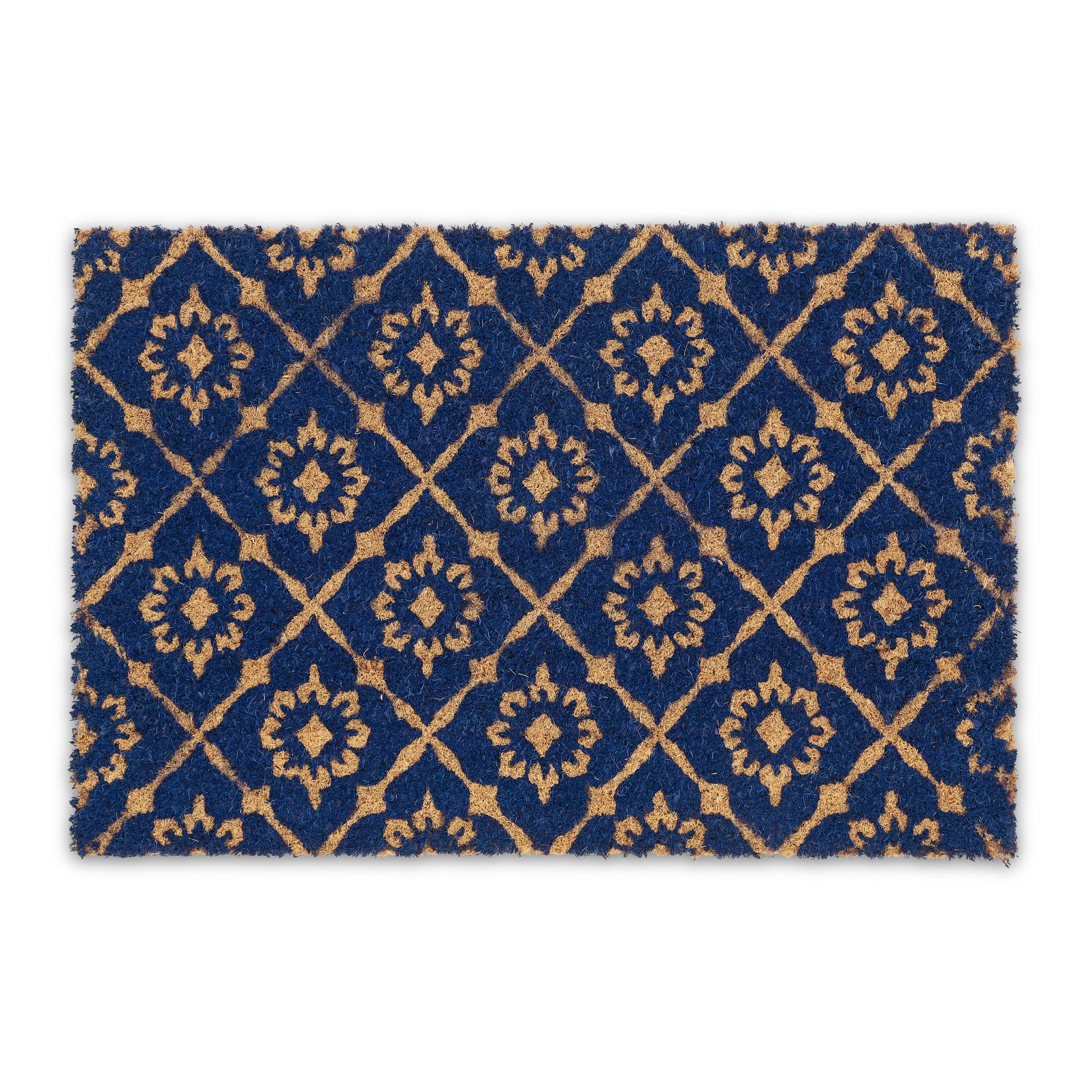 Fussmatte floralen Design Dunkelblau-Hellbraun