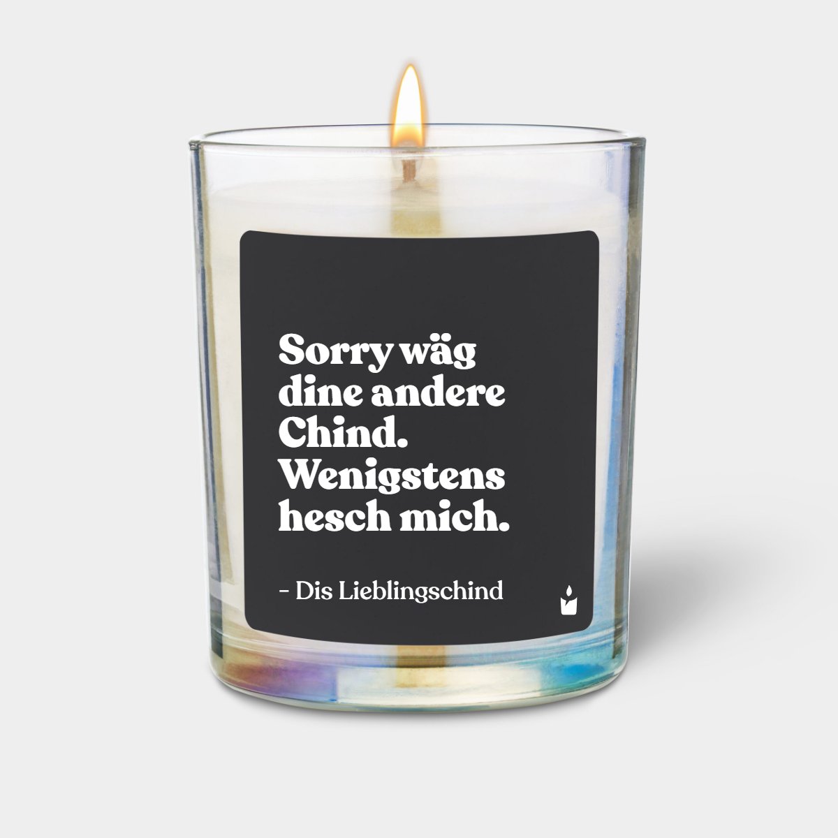 Duftkerze Rainbow Flowery Sorry wäg dine andere Chind. Wenigstens hesch mich. - Dis Lieblingschind
