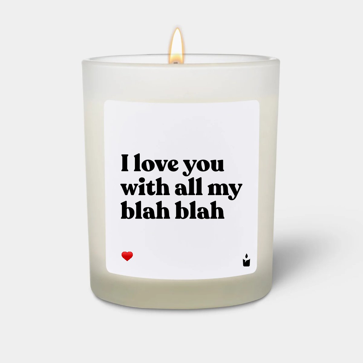 Duftkerze Weiss Woody I love you with all my blah blah