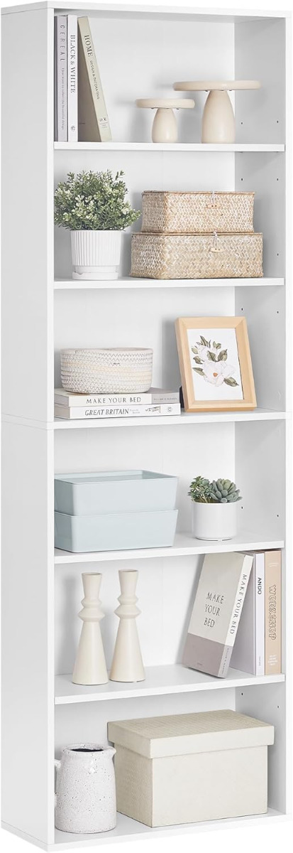 Bücherregal 6-stöckig Offenes Standregal Wolkenweiss, 24 x 60 x 178,5 cm
