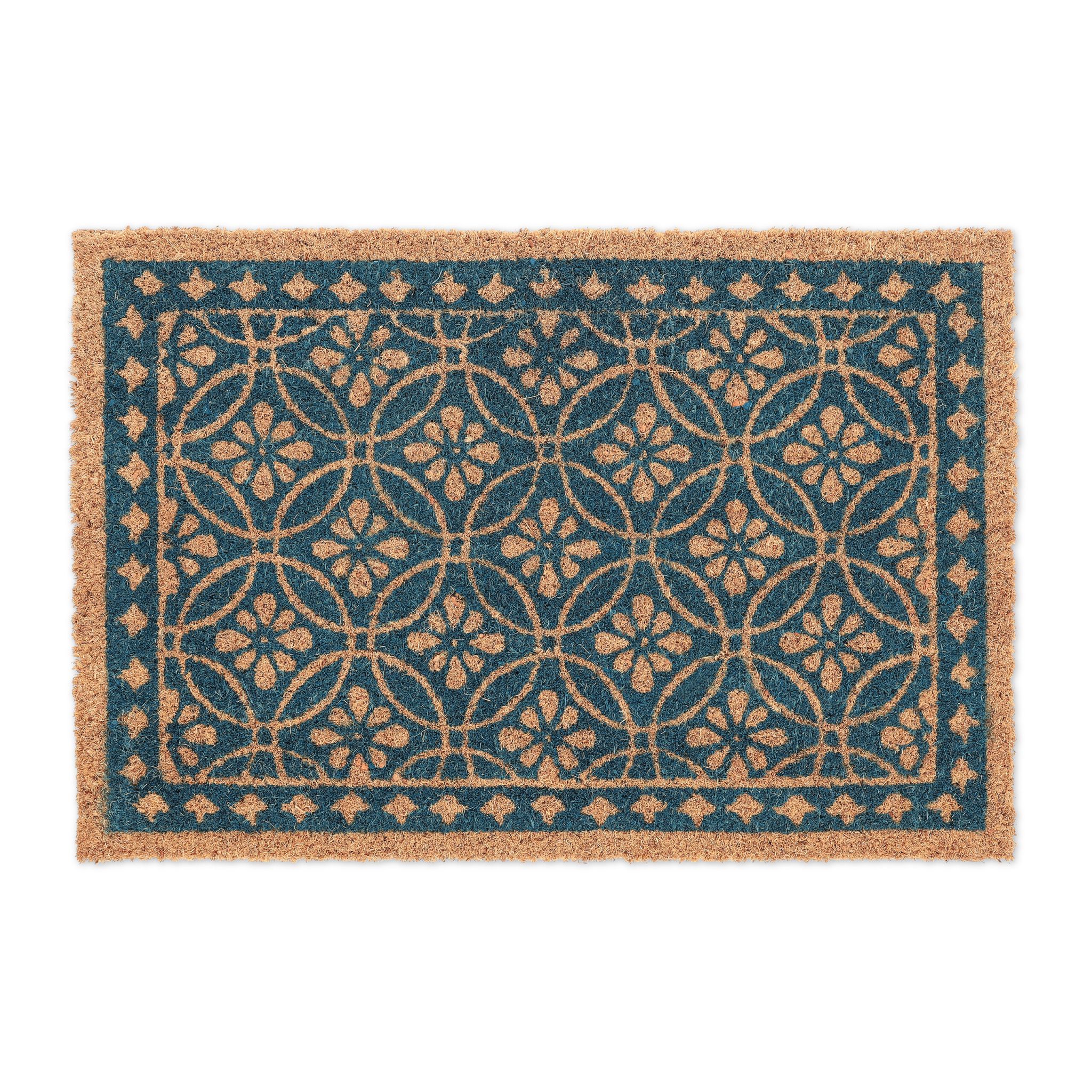 Fussmatte floralen Design Blau-Hellbraun