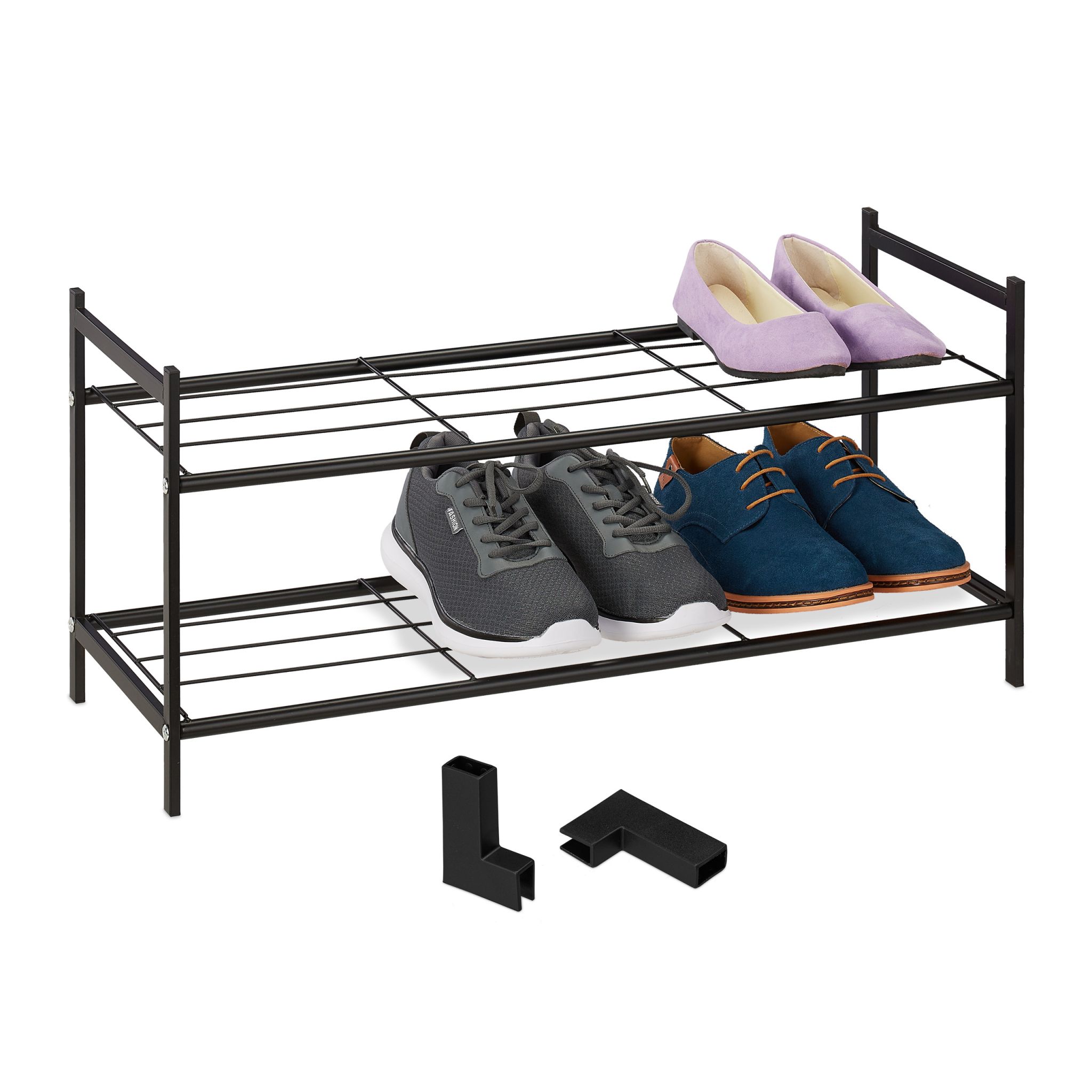 Metall Schuhregal stapelbar Schwarz