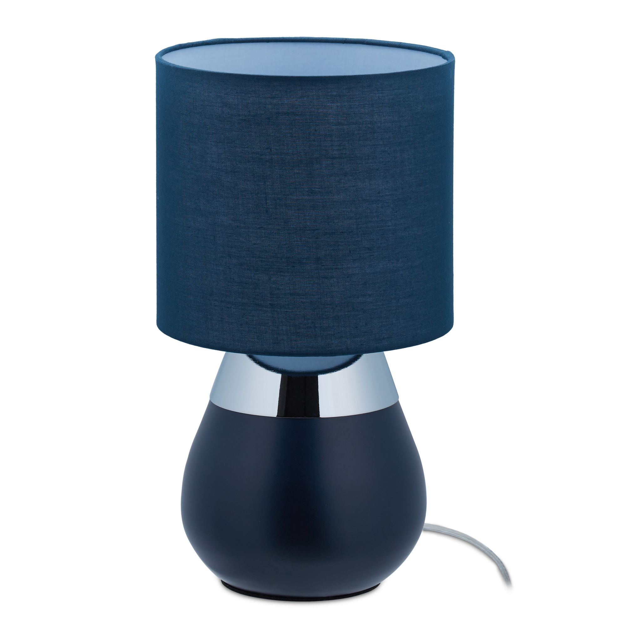 Nachttischlampe Touch oval Dunkelblau-Silber