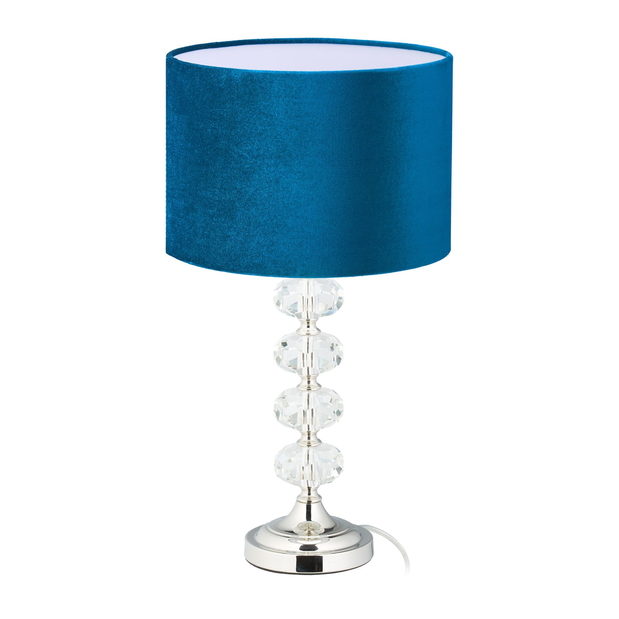 Tischlampe Kristall und Samt in Blau Blau-Silber-Transparent