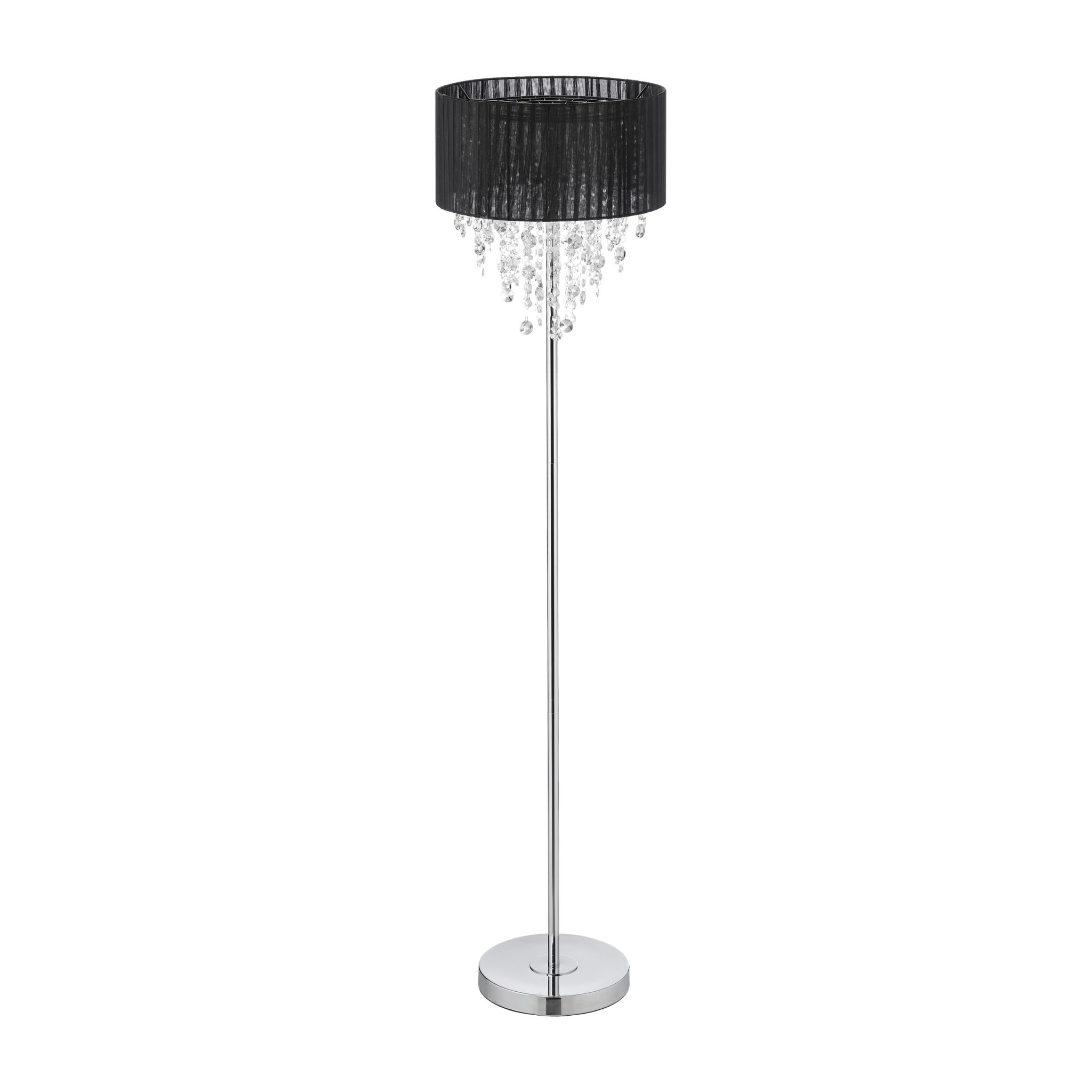 Stehlampe mit Kristallen in Schwarz Schwarz-Silber-Transparent