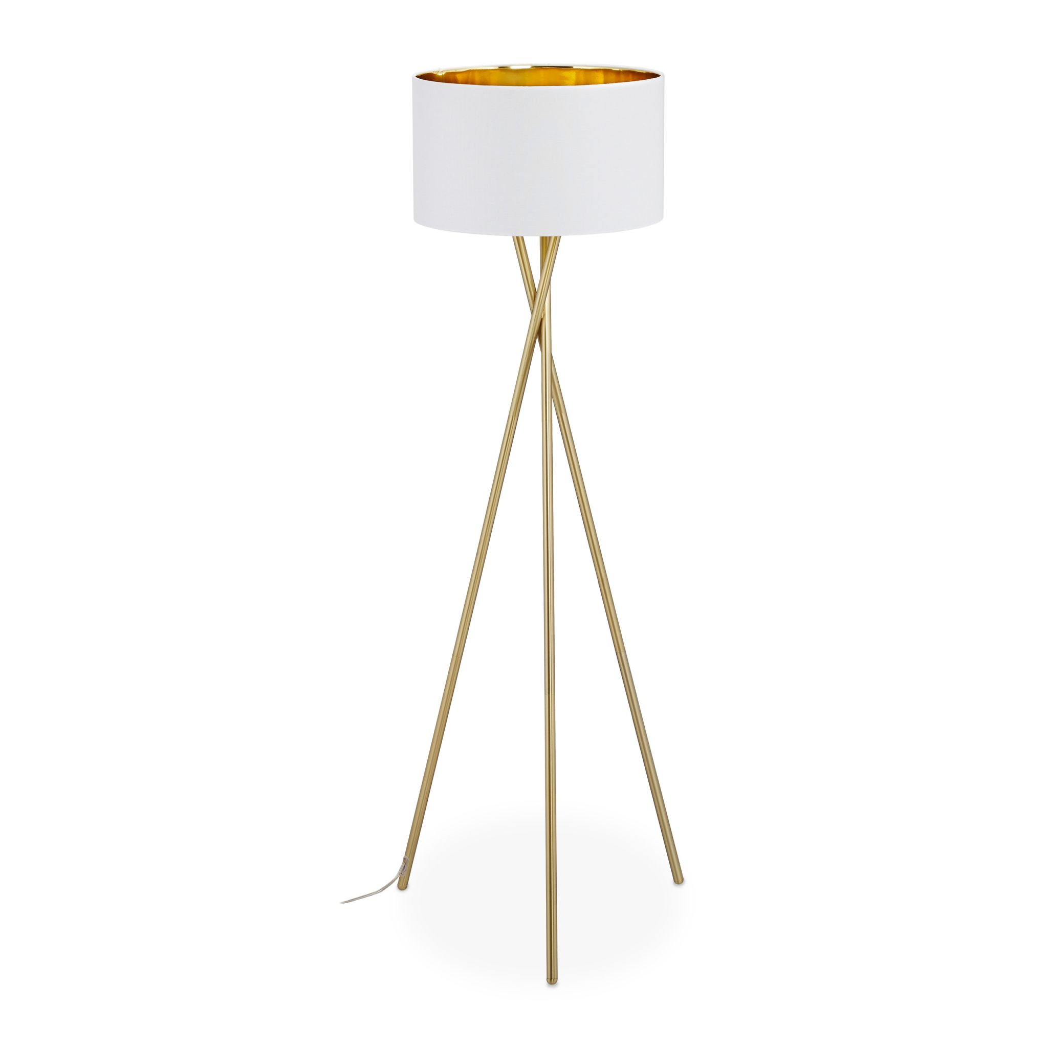 Dreibein Stehlampe in Weiss & Gold Weiss-Gold