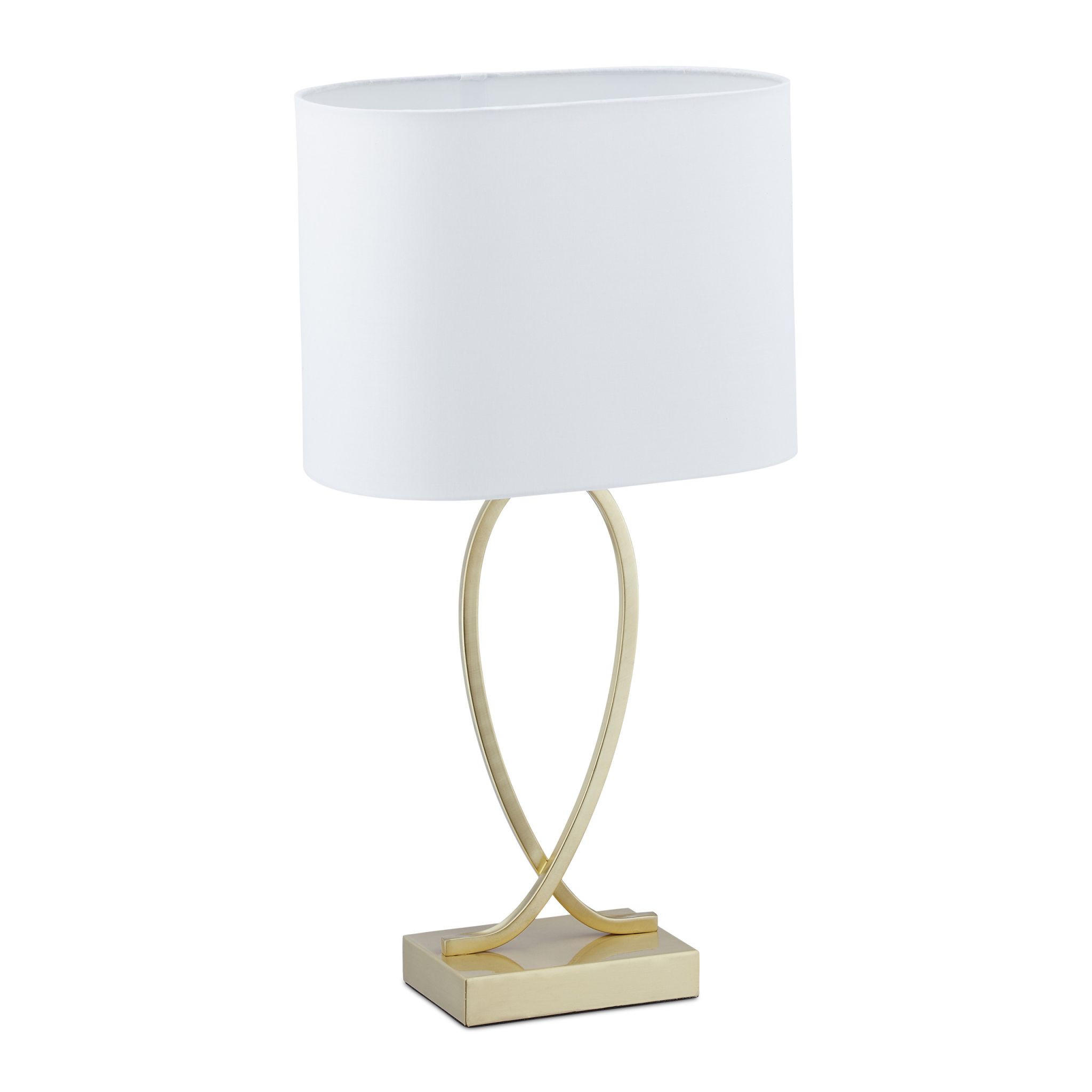 Goldene Tischlampe mit Stoffschirm Weiss-Gold