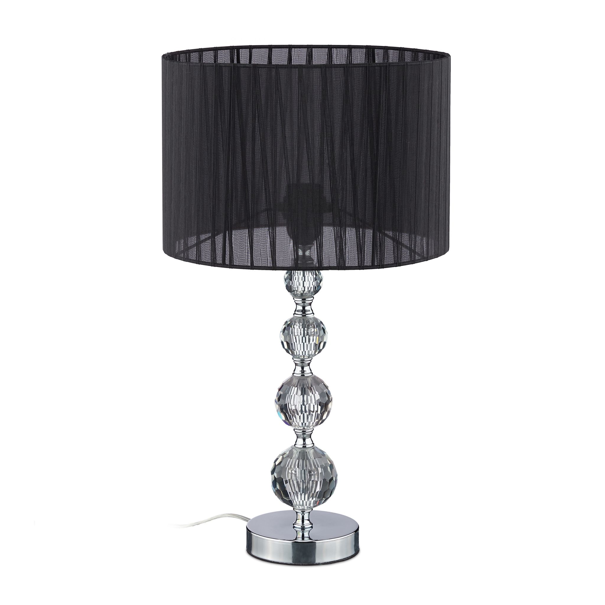 Tischlampe Kristall Schwarz-Silber