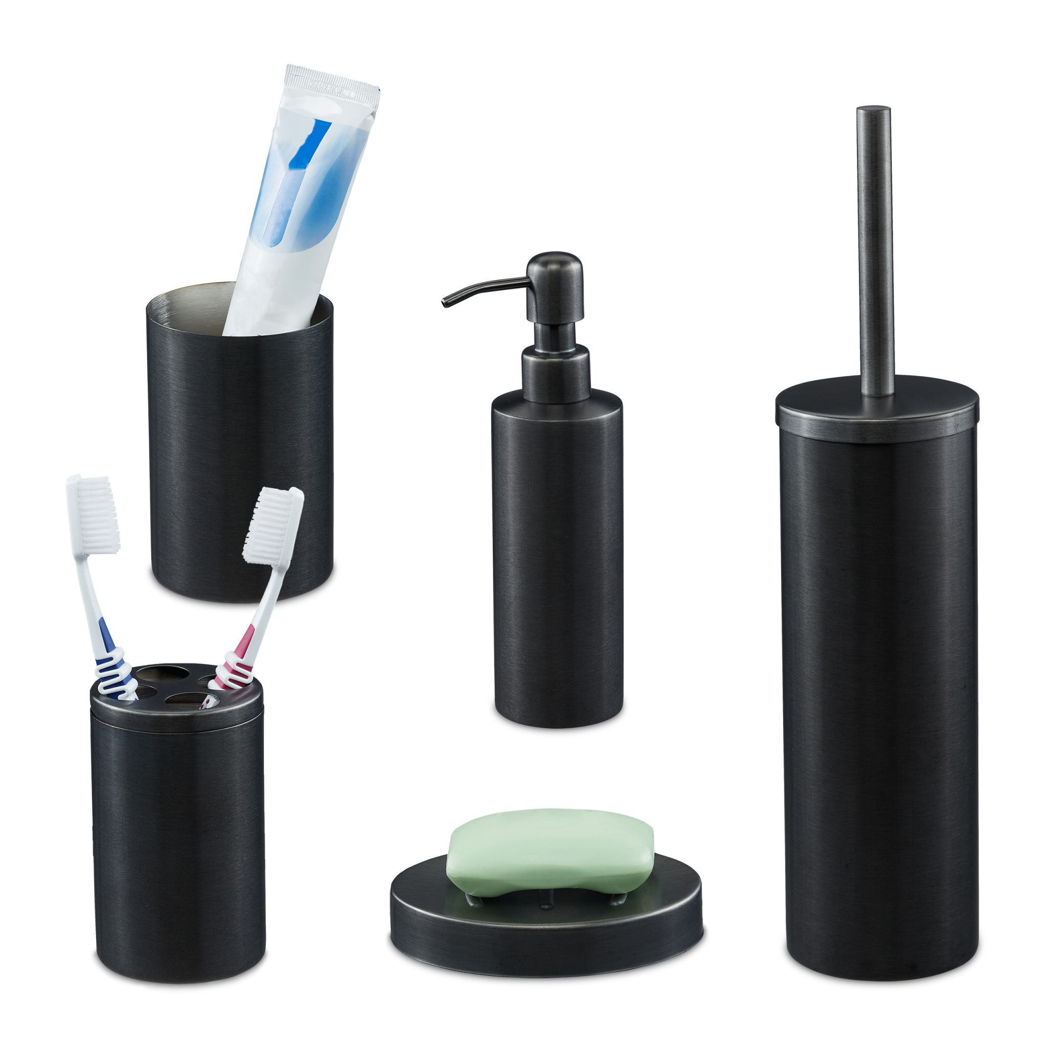 Badezimmer-Set 5-tlg. Anthrazit