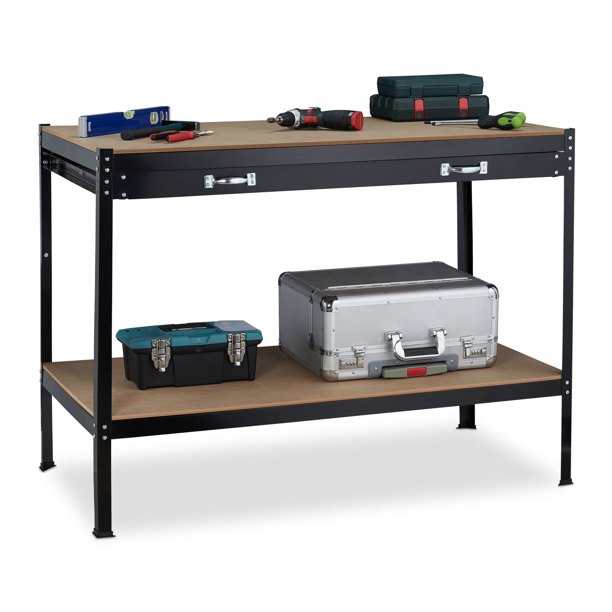 Werkbank mit Schublade Braun-Schwarz