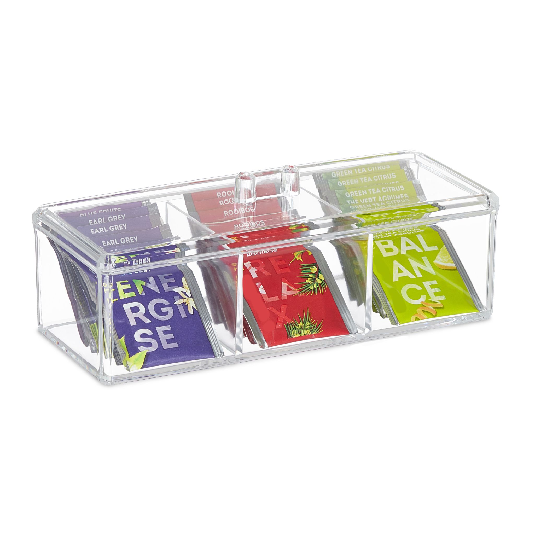 Transparente Teebox mit 3 Fächern Transparent