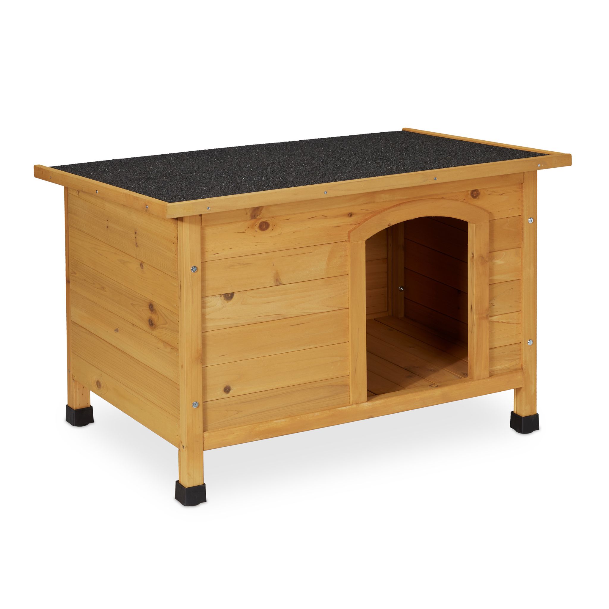 Aufklappbare Hundehütte Holz Hellbraun-Schwarz
