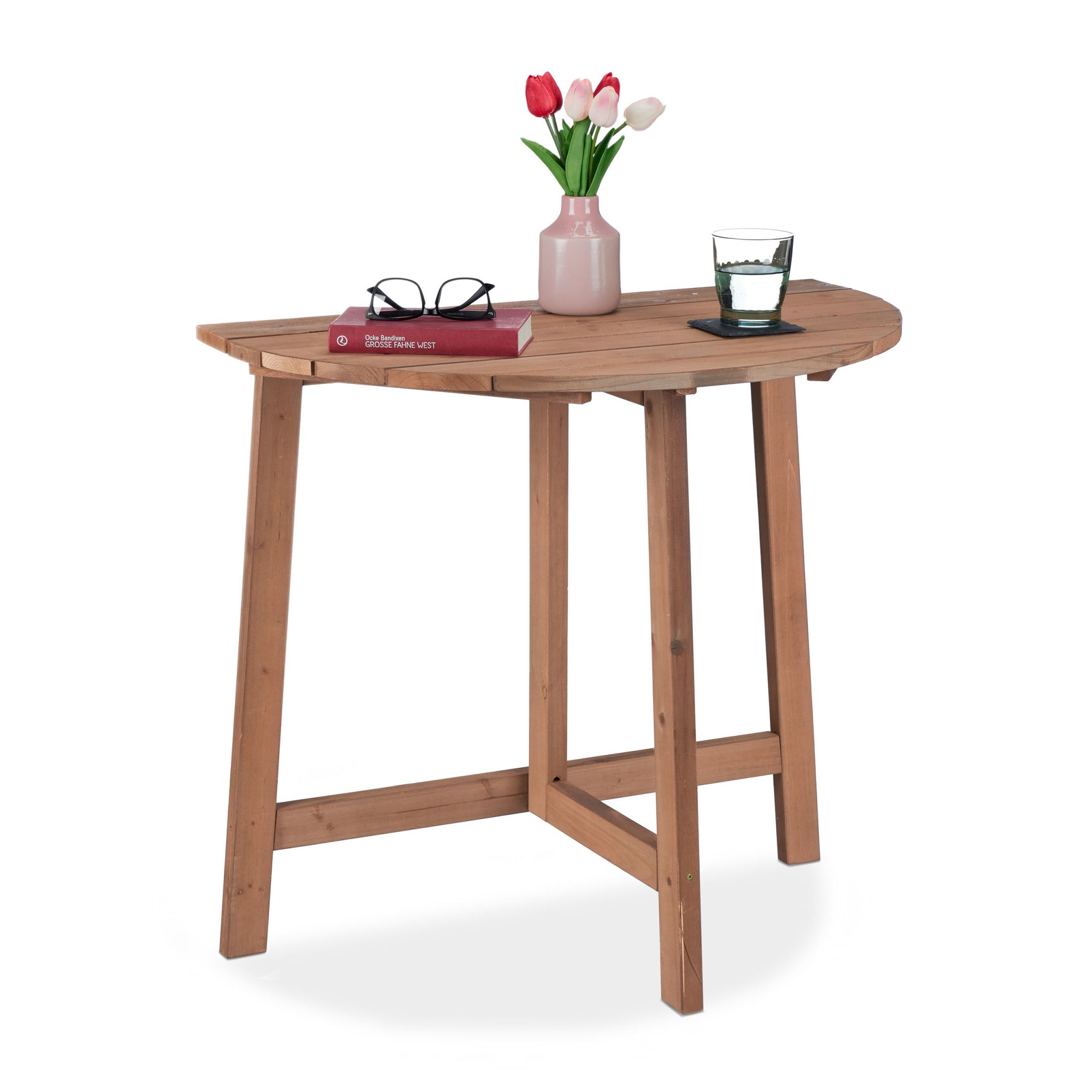 Halbrunder Klapptisch Holz Braun
