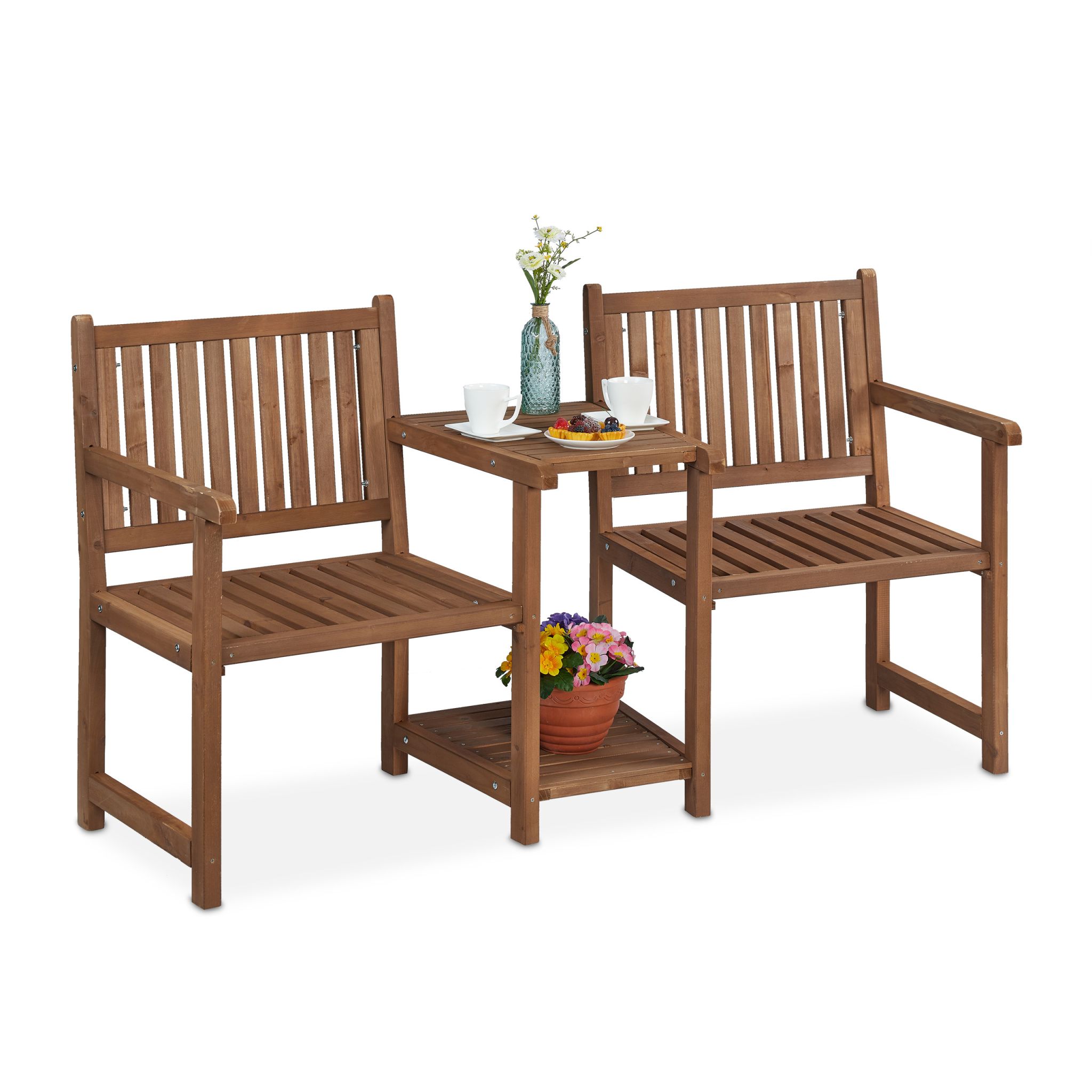 Gartenbank mit Tisch Braun