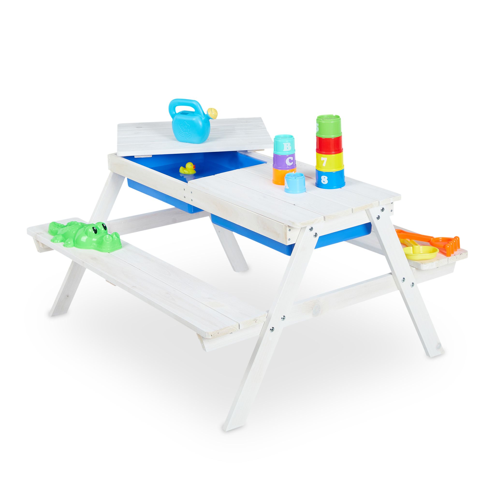Kindersitzgruppe Holz Weiss-Blau