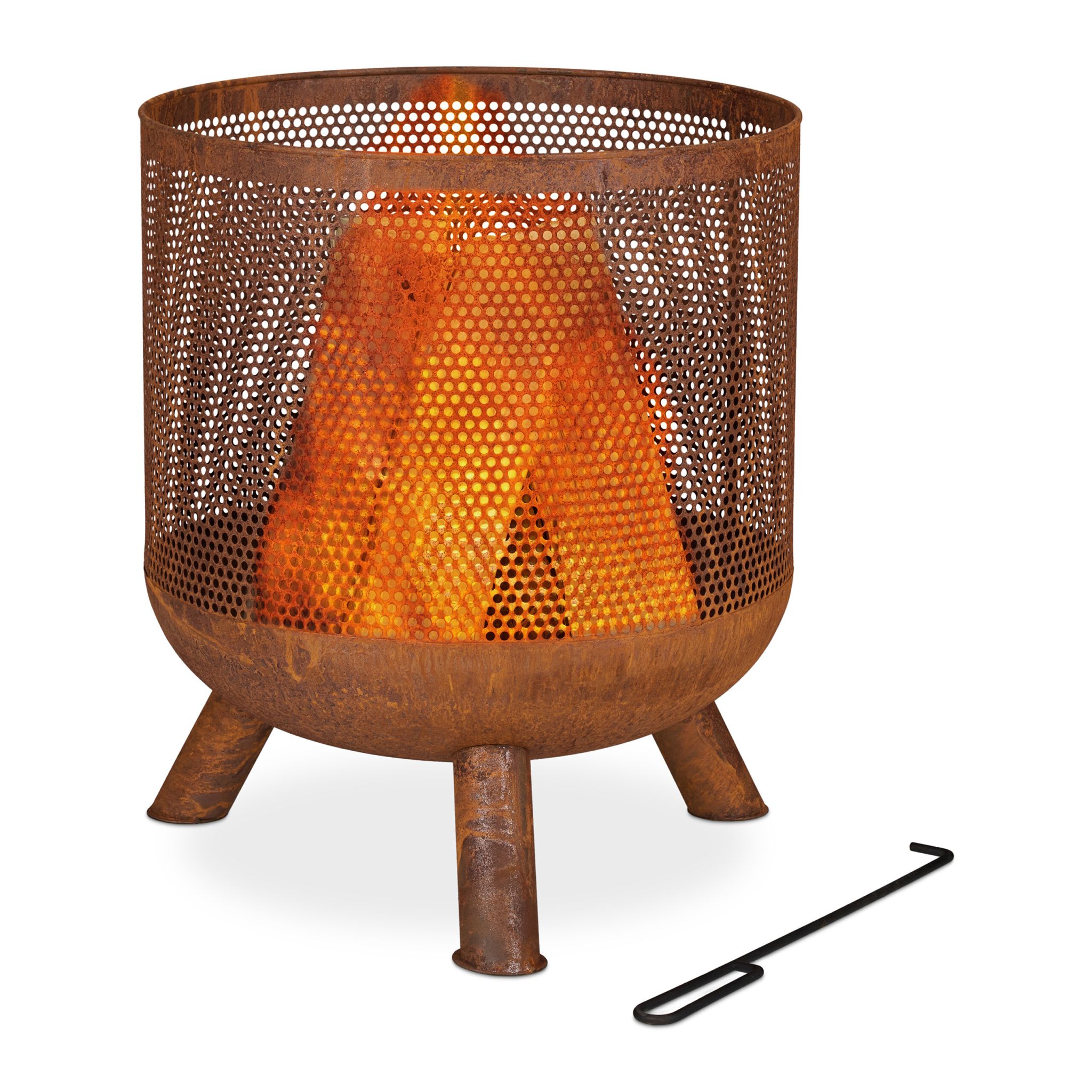 Mesh Feuerkorb in Rostoptik Braun
