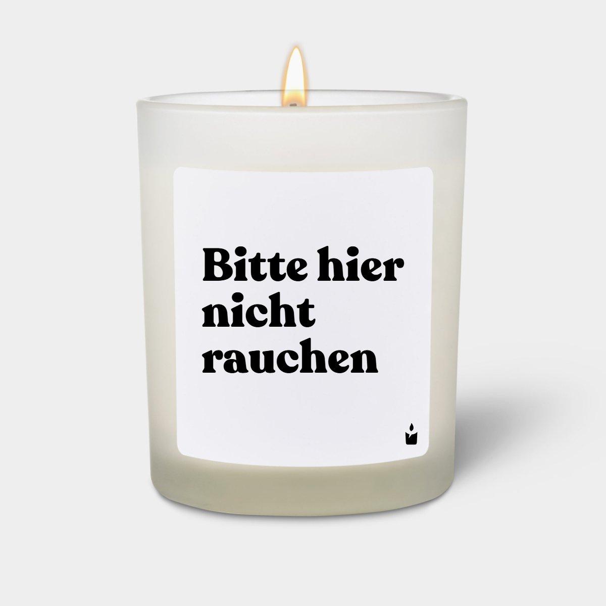 Duftkerze Weiss Woody Bitte hier nicht rauchen