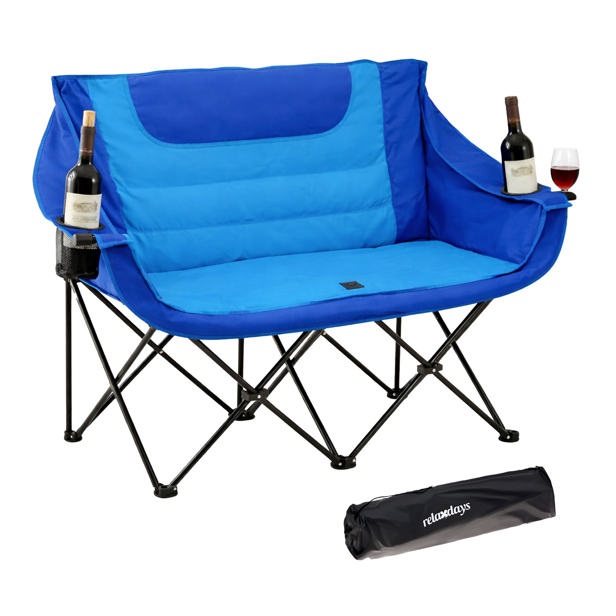 Faltbare Camping Bank für 2 Personen Blau-Schwarz