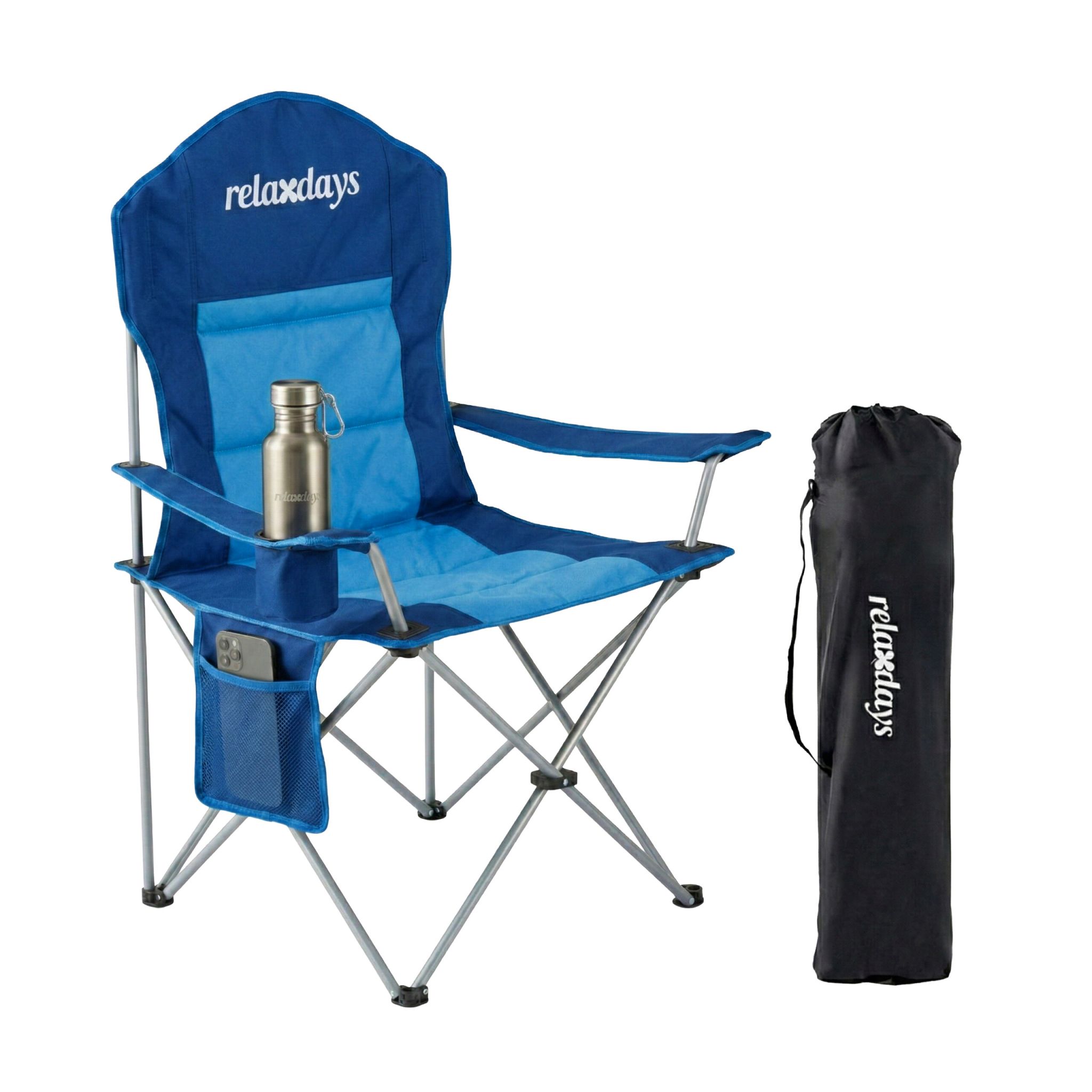 Faltbarer Camping Stuhl Blau-Silber
